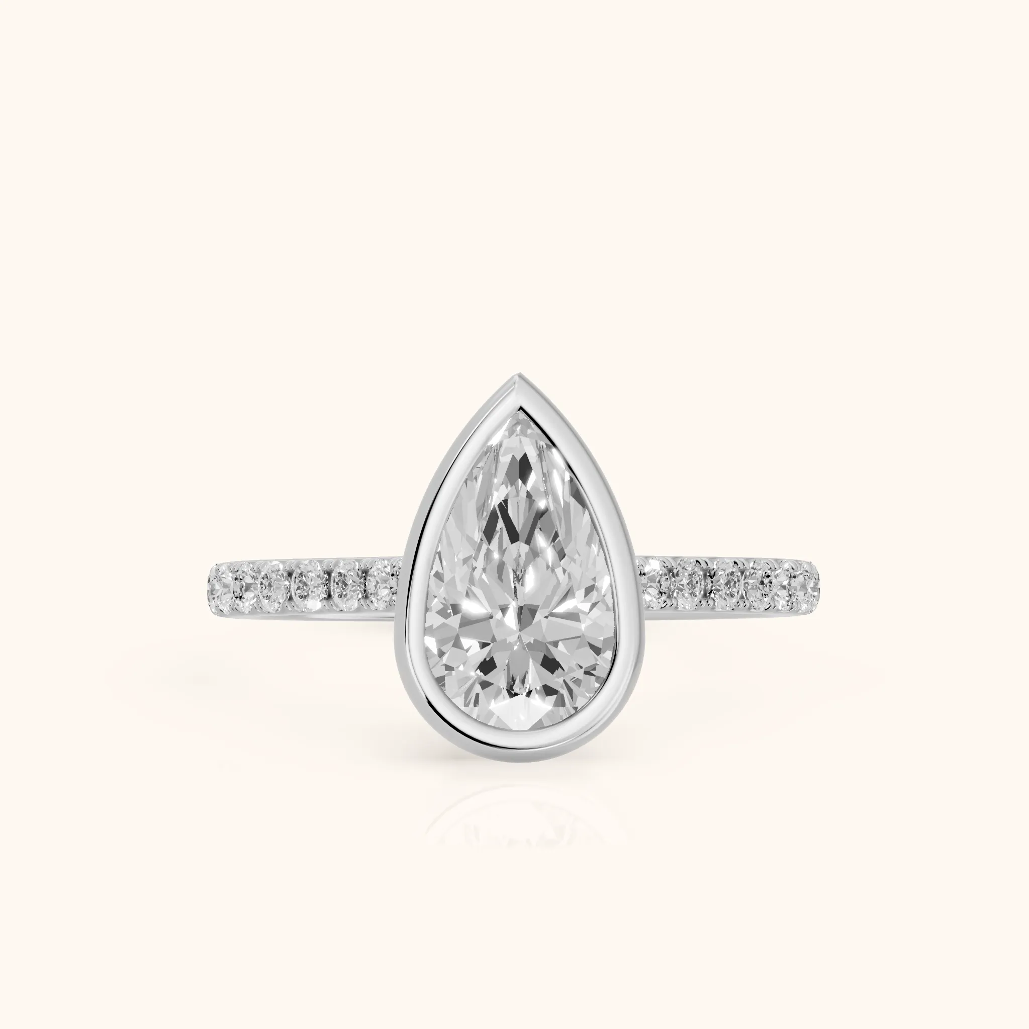 Cora Bezel Pavé Pear Diamond Ring in Silver — view 1