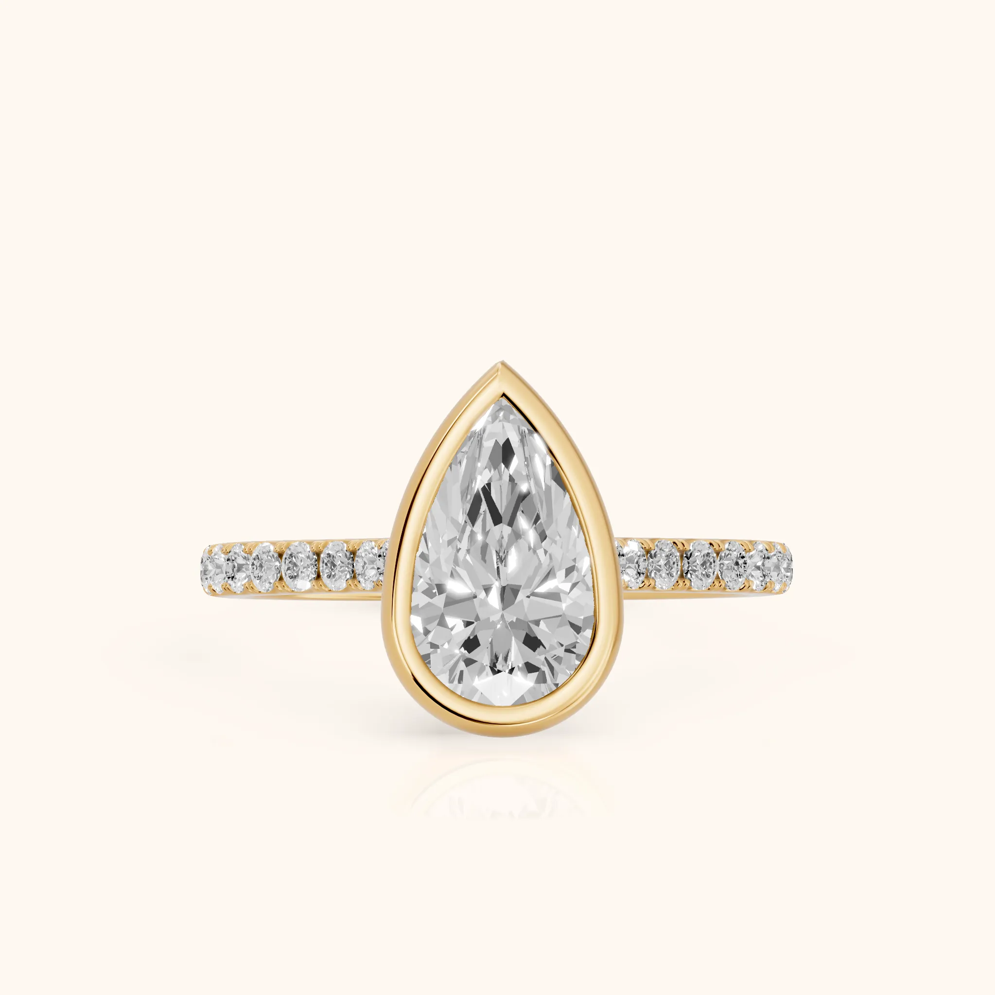 Cora Bezel Pavé Pear Diamond Ring in Yellow Gold — view 1