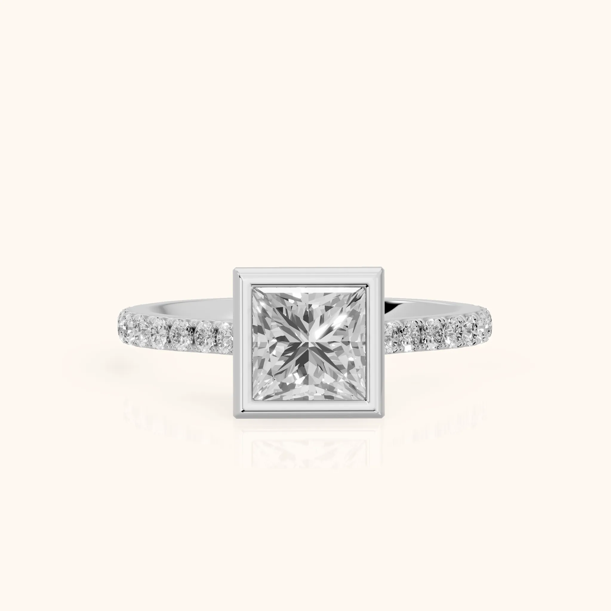 Cora Bezel Pavé Princess Diamond Ring in Silver — view 1