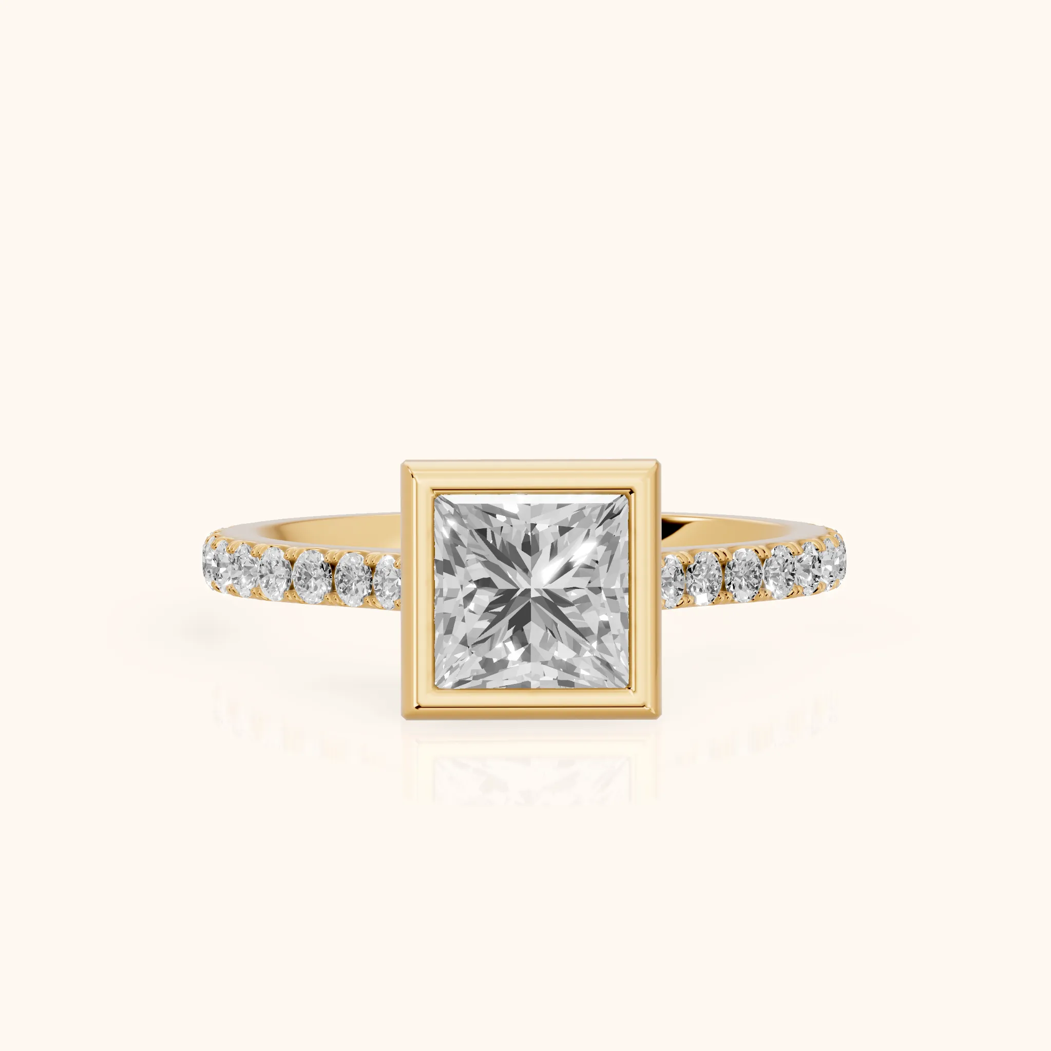Cora Bezel Pavé Princess Diamond Ring in Yellow Gold — view 1