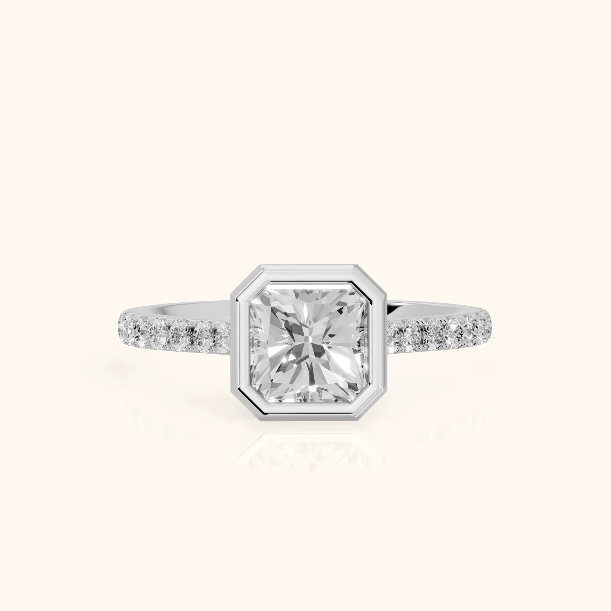 Cora Bezel Pavé Radiant Diamond Ring in Silver — view 1