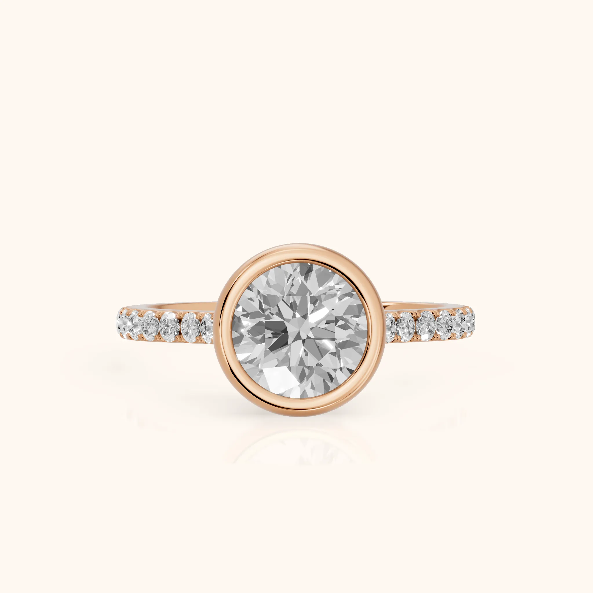 Cora Bezel Pavé Round Diamond Ring in Rose Gold — view 1