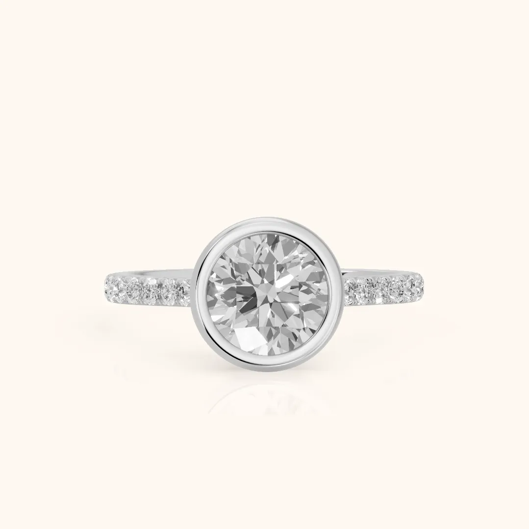 Cora Bezel Pavé Round Diamond Ring in Silver — view 2