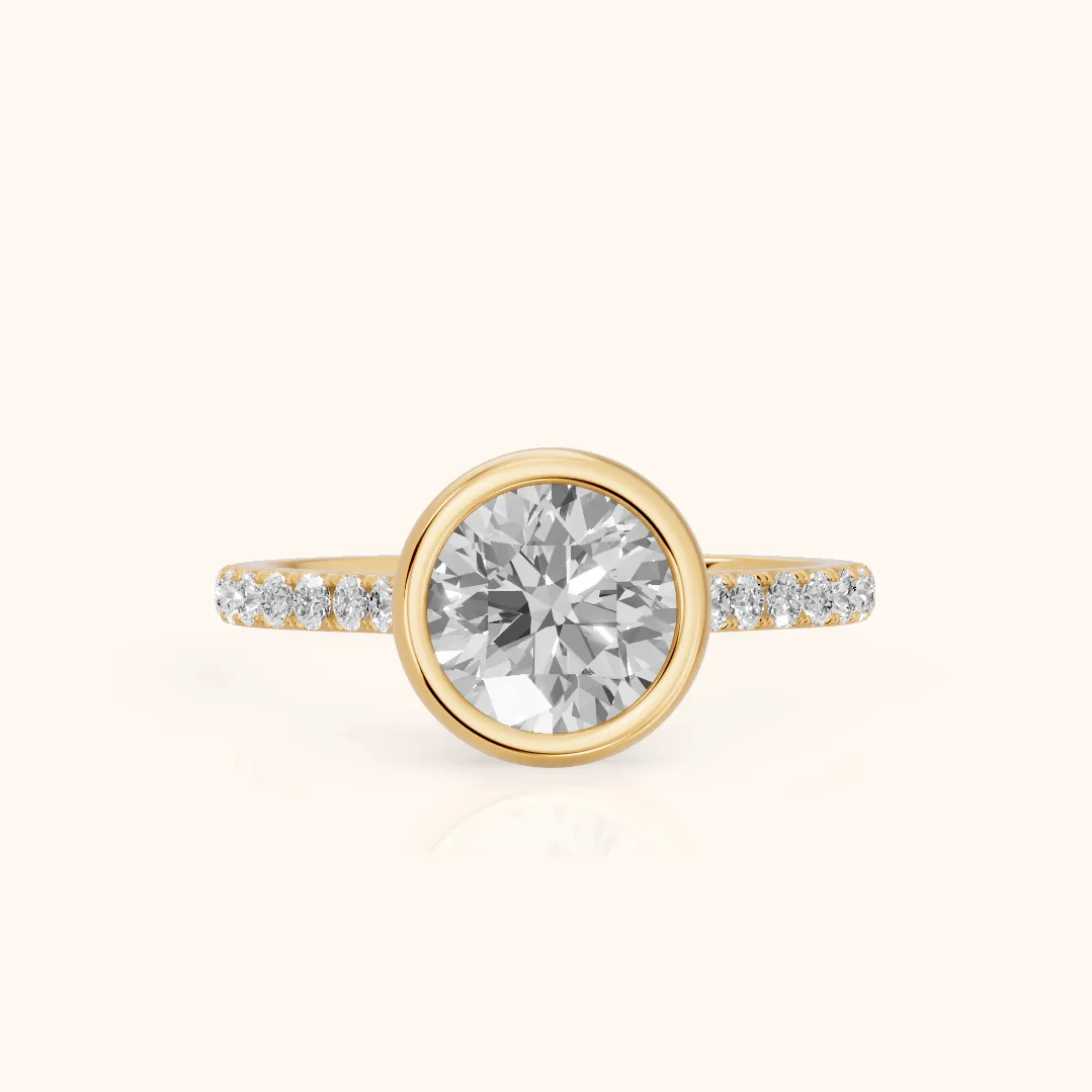 Cora Bezel Pavé Round Diamond Ring in Yellow Gold — view 2