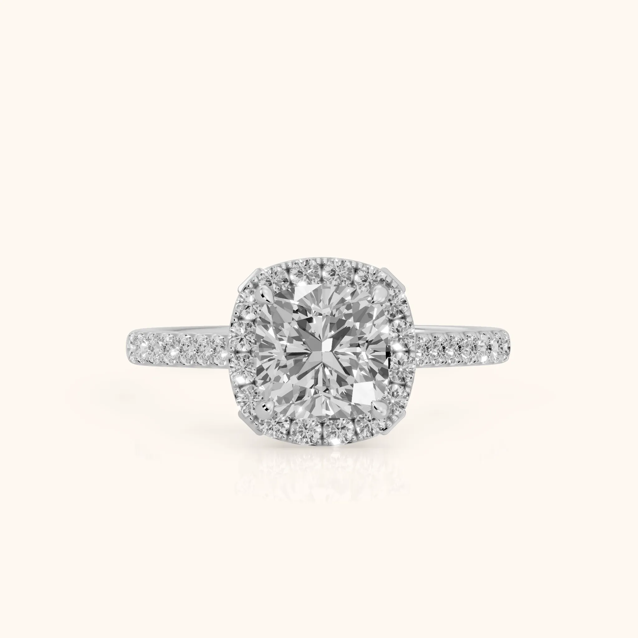 Alma Halo Pavé Cushion Diamond Ring in Silver — view 1