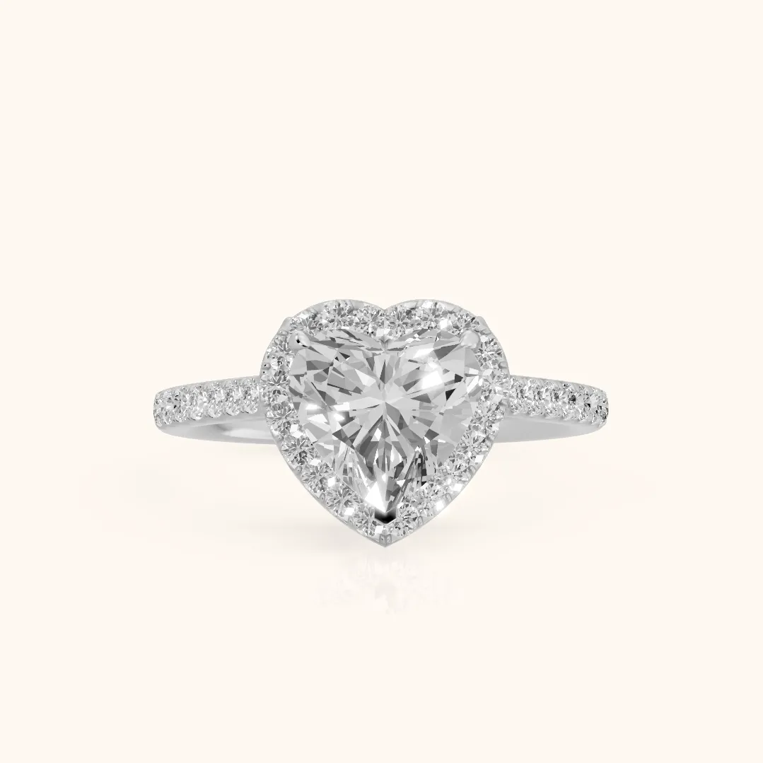 Alma Halo Pavé Heart Diamond Ring in Platinum — view 2