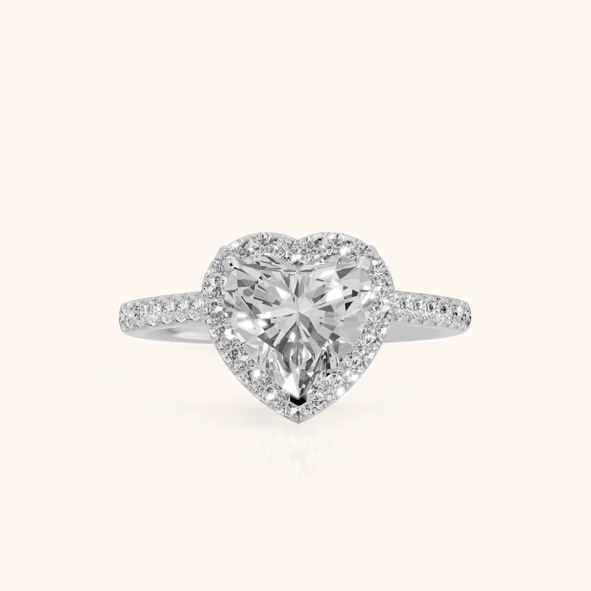Alma Halo Pavé Heart Diamond Ring in Platinum — view 1