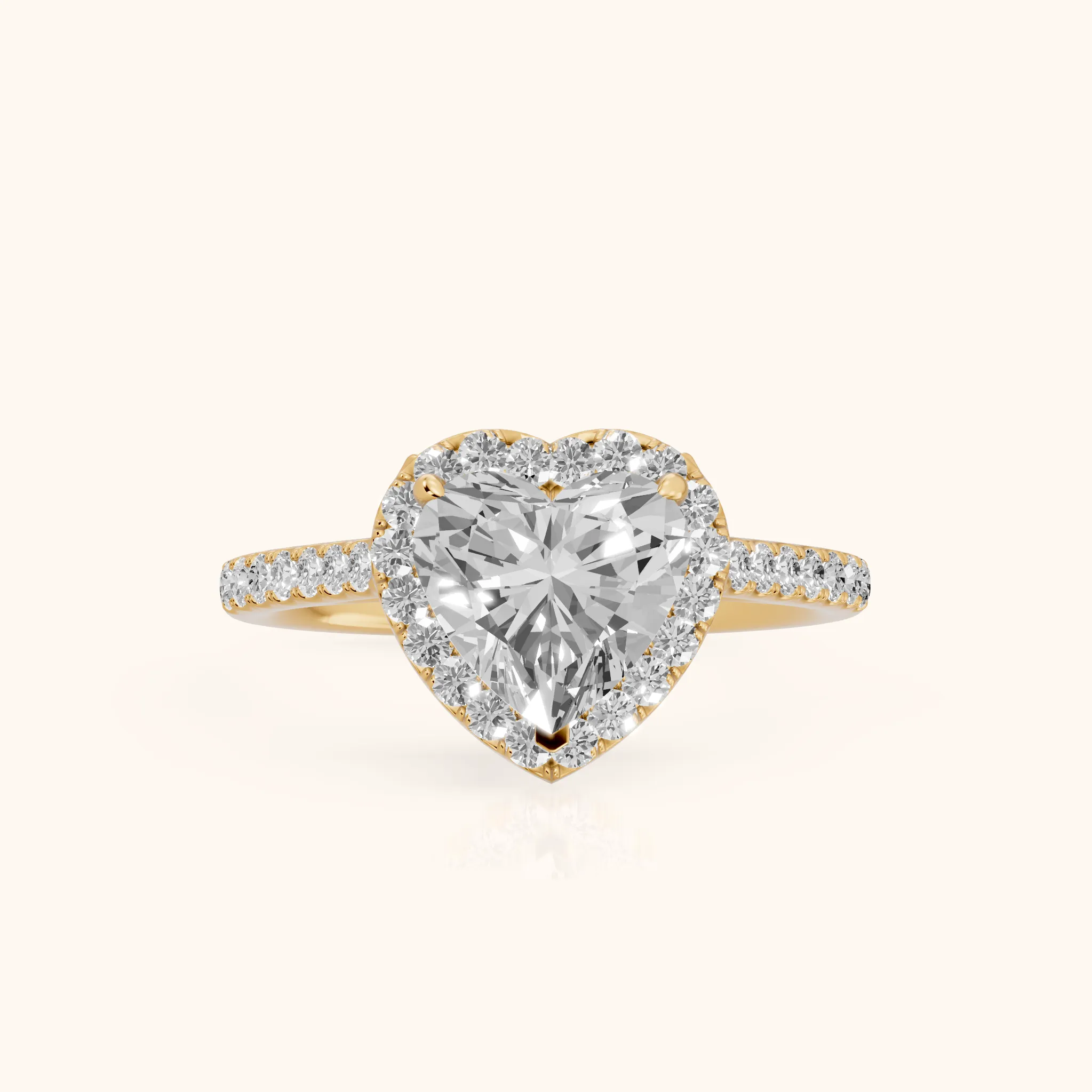 Alma Halo Pavé Heart Diamond Ring in Yellow Gold — view 1