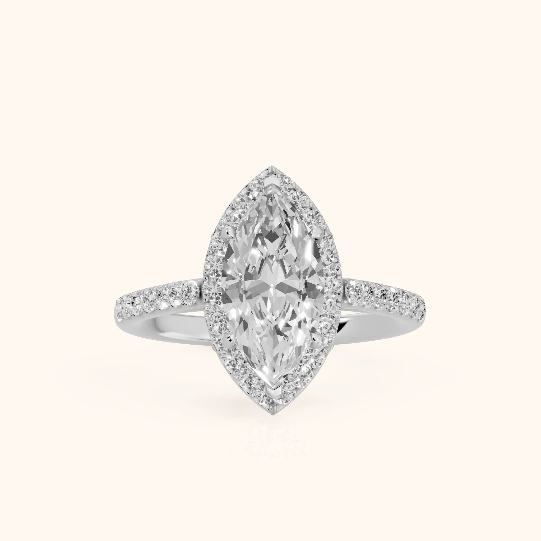 Alma Halo Pavé Marquise Diamond Ring in Silver — view 1