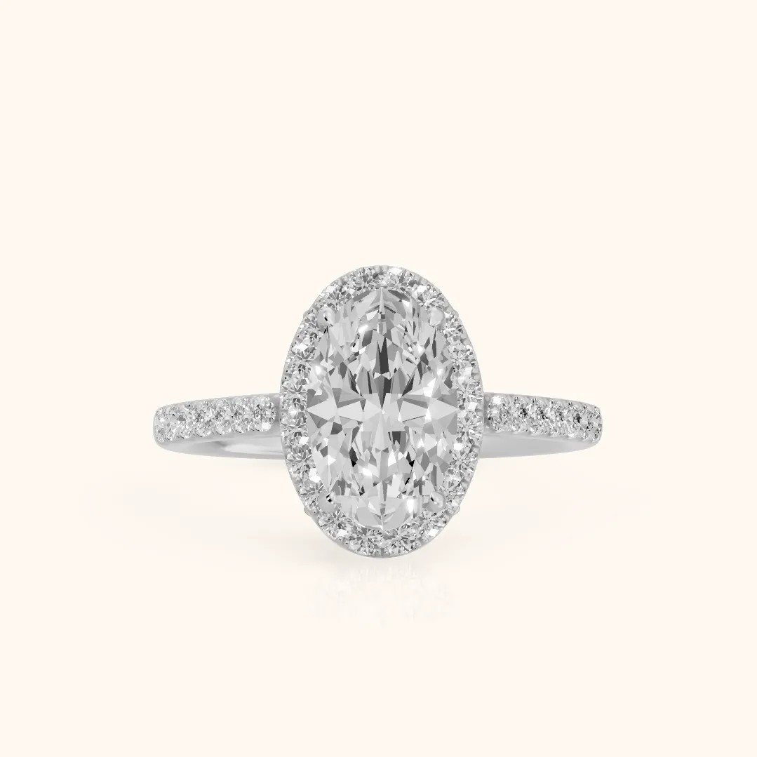 Alma Halo Pavé Oval Diamond Ring in Platinum — view 2
