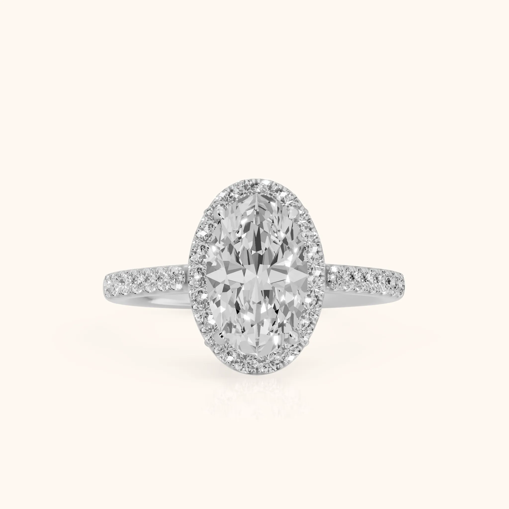 Alma Halo Pavé Oval Diamond Ring in Platinum — view 1