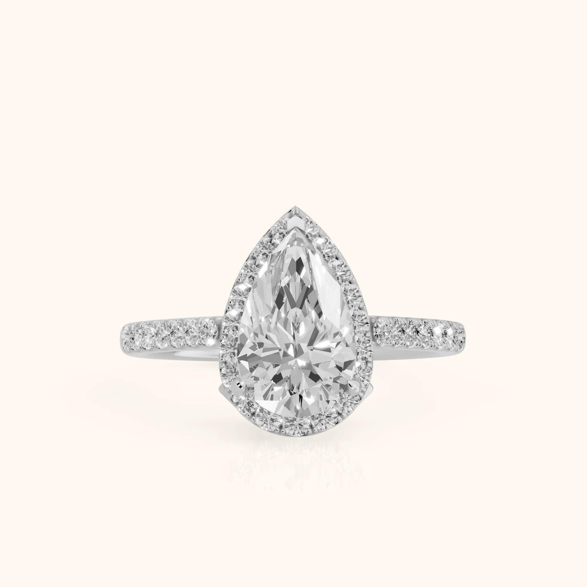 Alma Halo Pavé Pear Diamond Ring in Silver — view 1