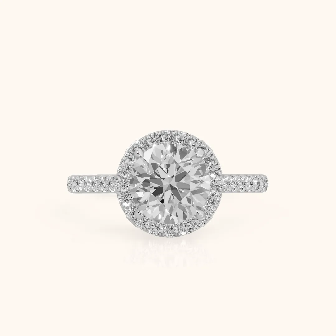 Alma Halo Pavé Round Diamond Ring in Silver — view 2
