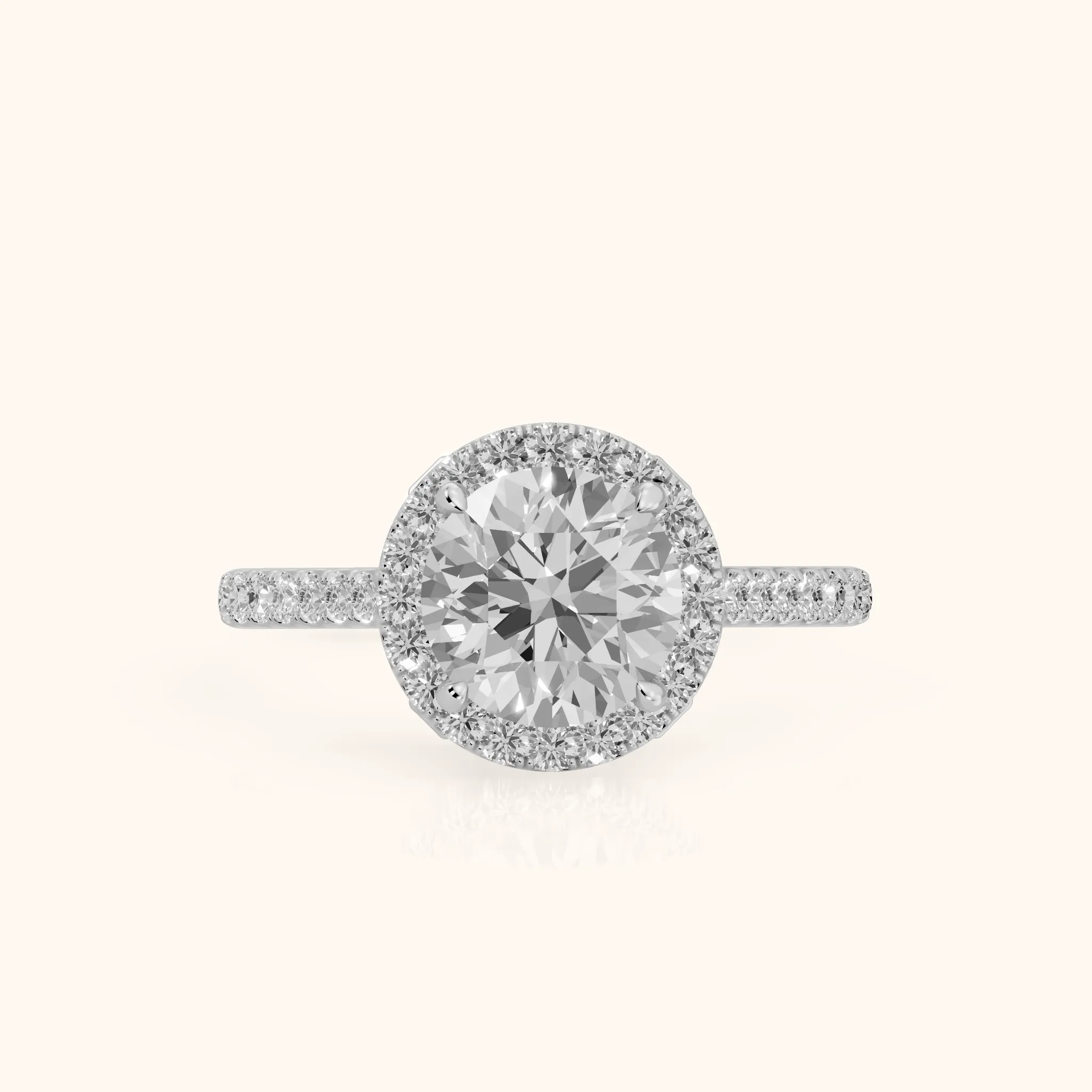 Alma Halo Pavé Round Diamond Ring in Silver — view 1
