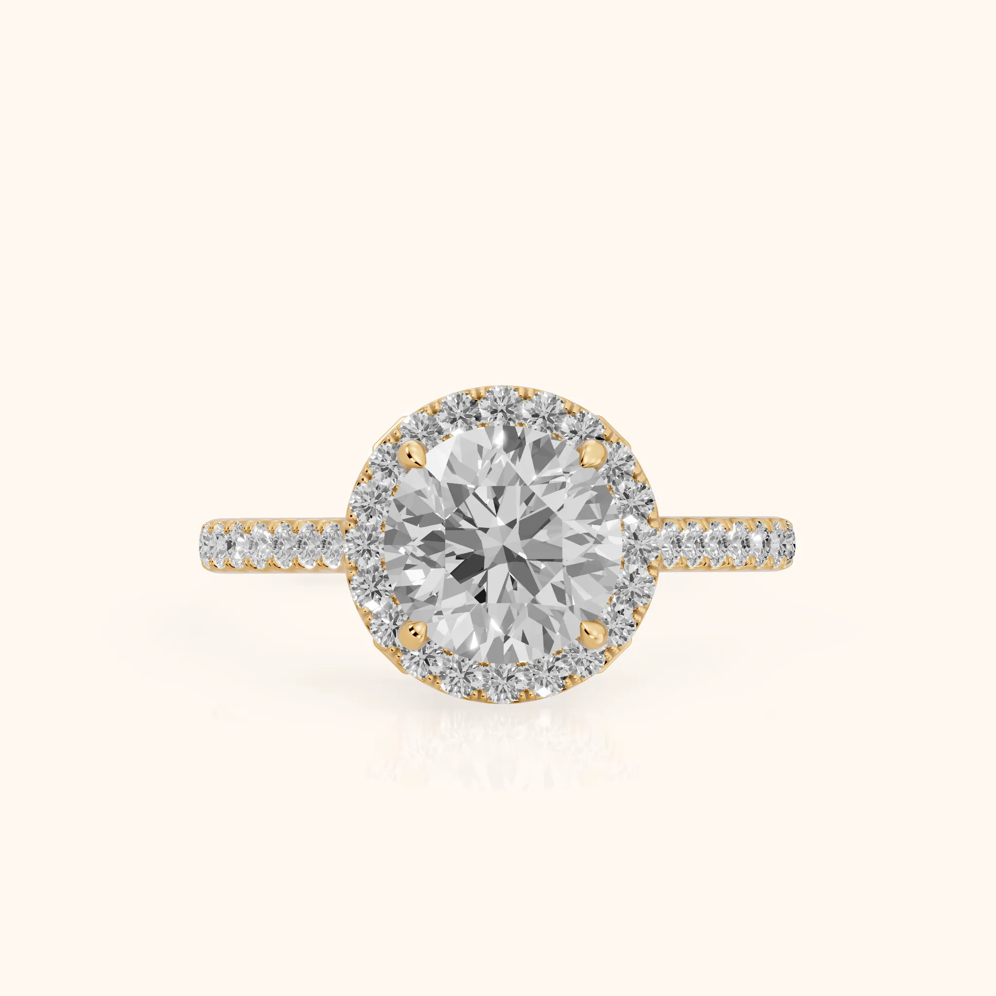 Alma Halo Pavé Round Diamond Ring in Yellow Gold — view 1