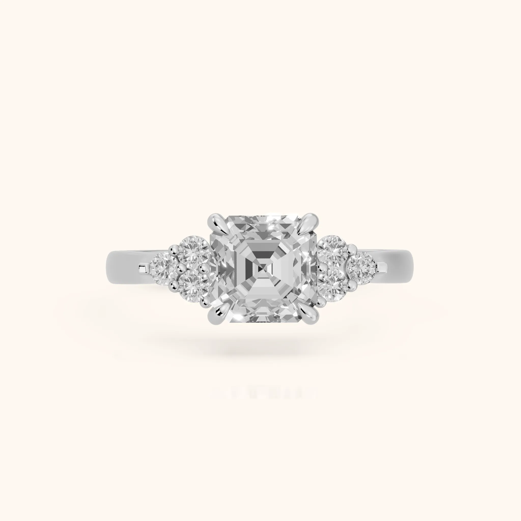 Anya Sidestone Cluster Asscher Diamond Ring in Silver — view 1