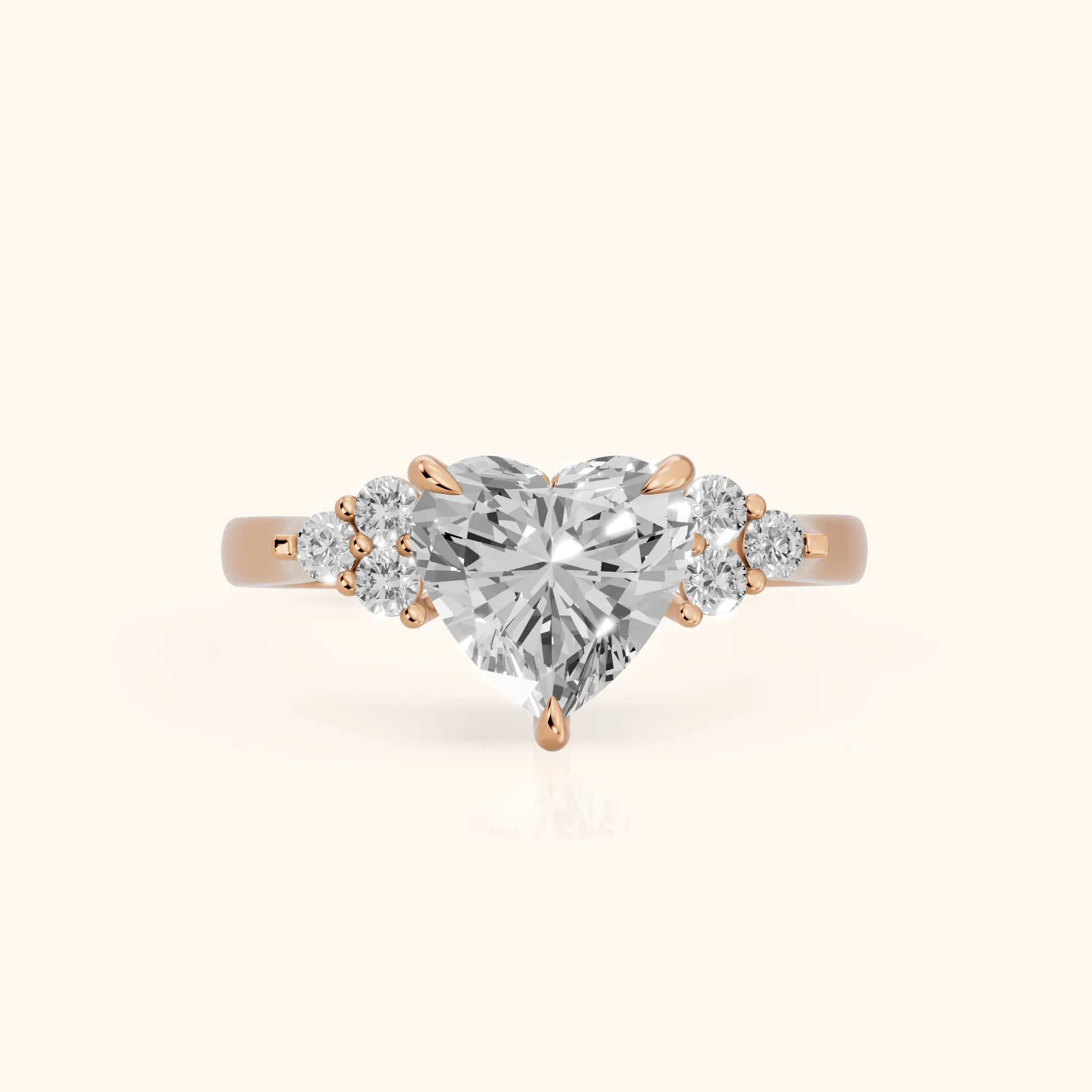 Anya Sidestone Cluster Heart Diamond Ring in Rose Gold — view 1