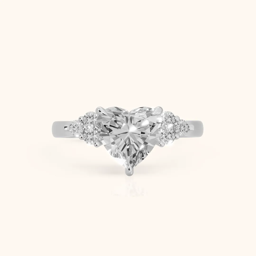 Anya Sidestone Cluster Heart Diamond Ring in Silver — view 2