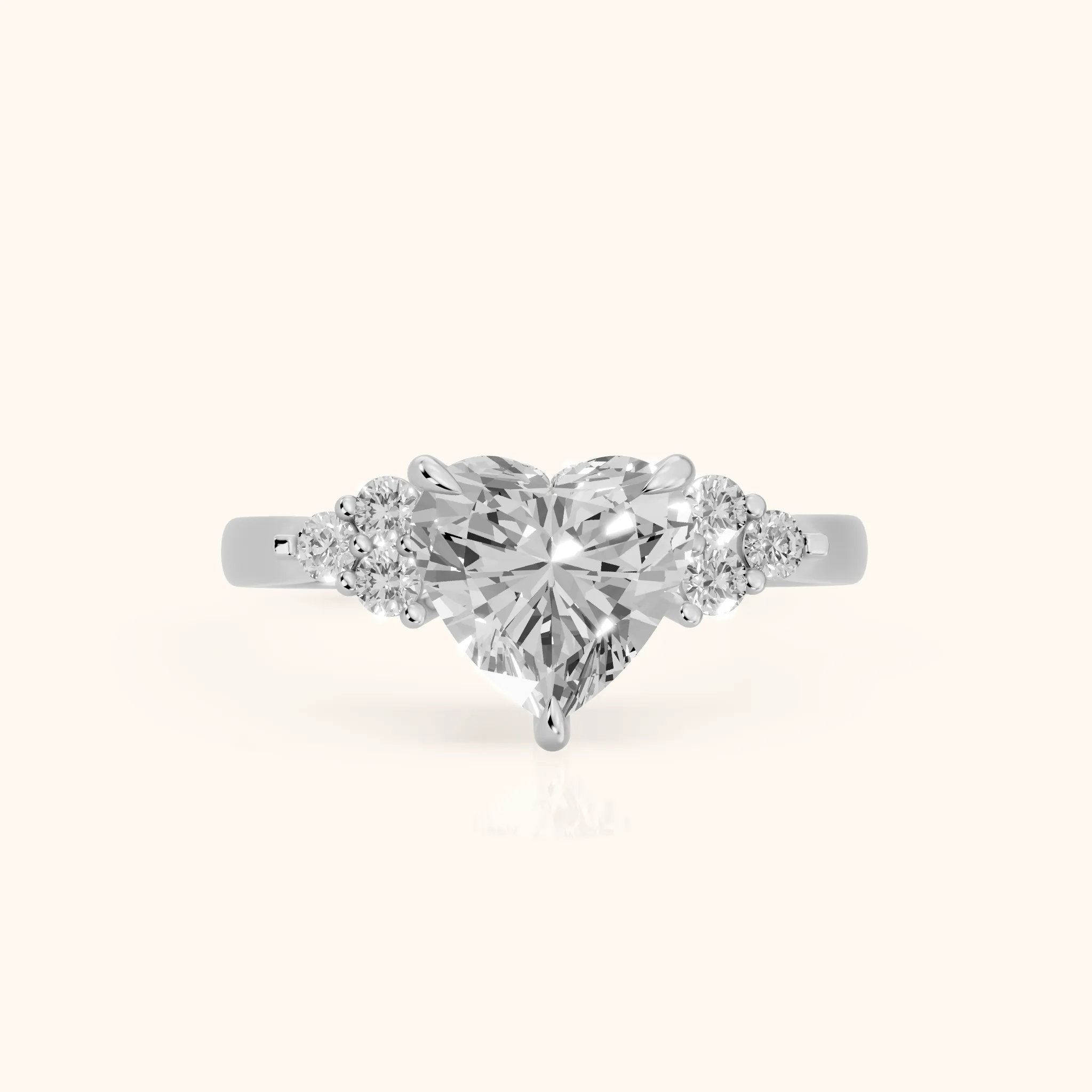 Anya Sidestone Cluster Heart Diamond Ring in Silver — view 1