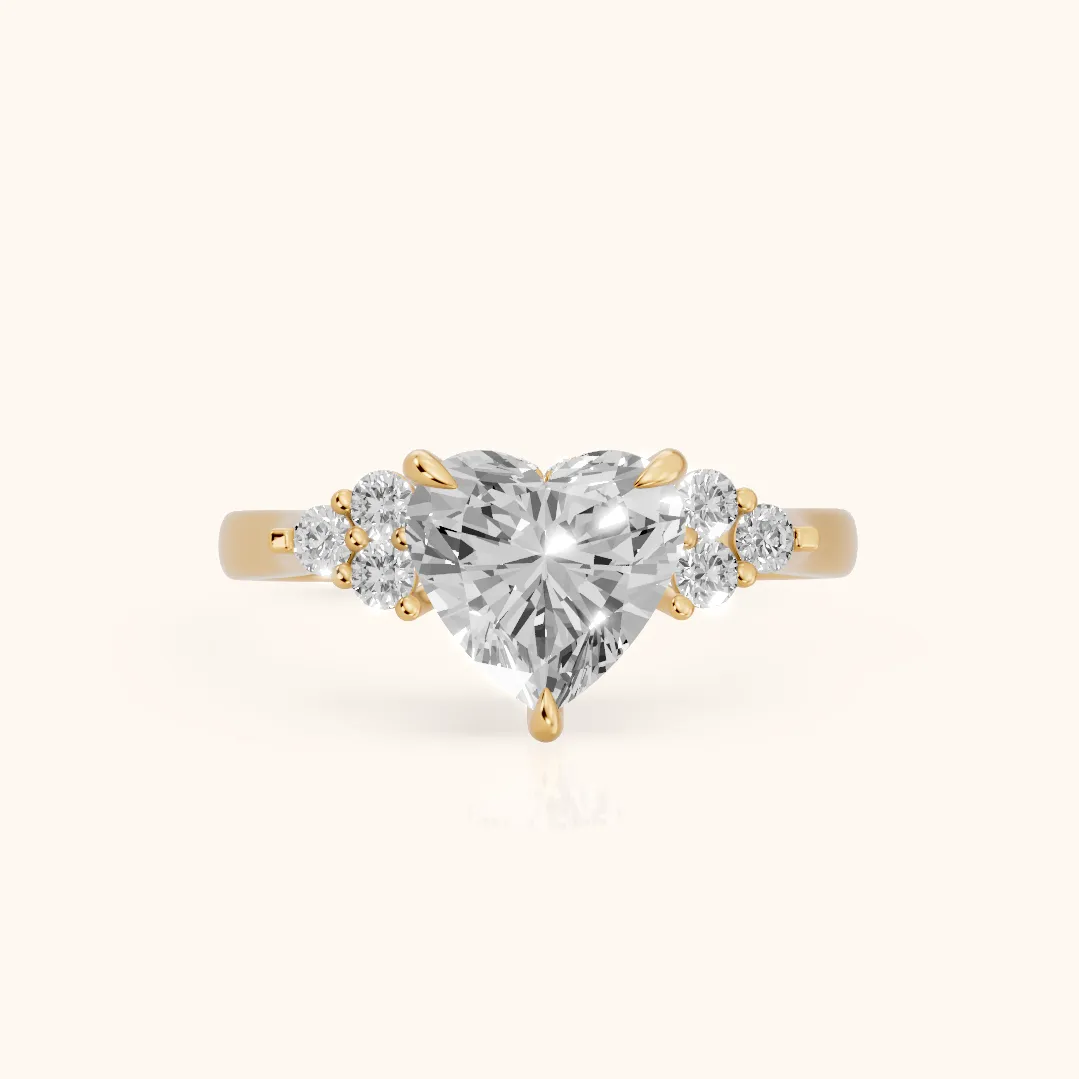 Anya Sidestone Cluster Heart Diamond Ring in Yellow Gold — view 2