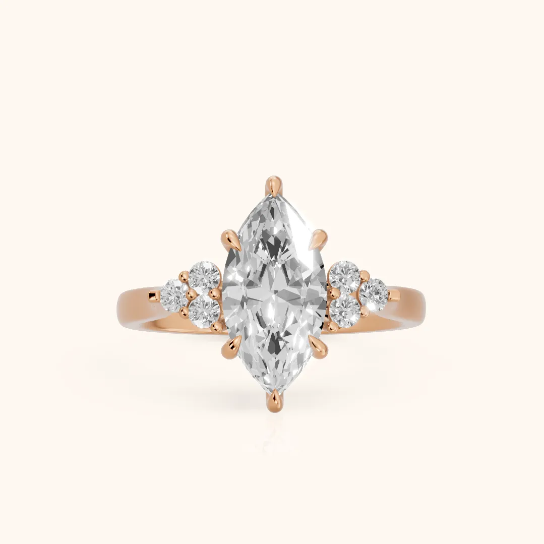 Anya Sidestone Cluster Marquise Diamond Ring in Rose Gold — view 2