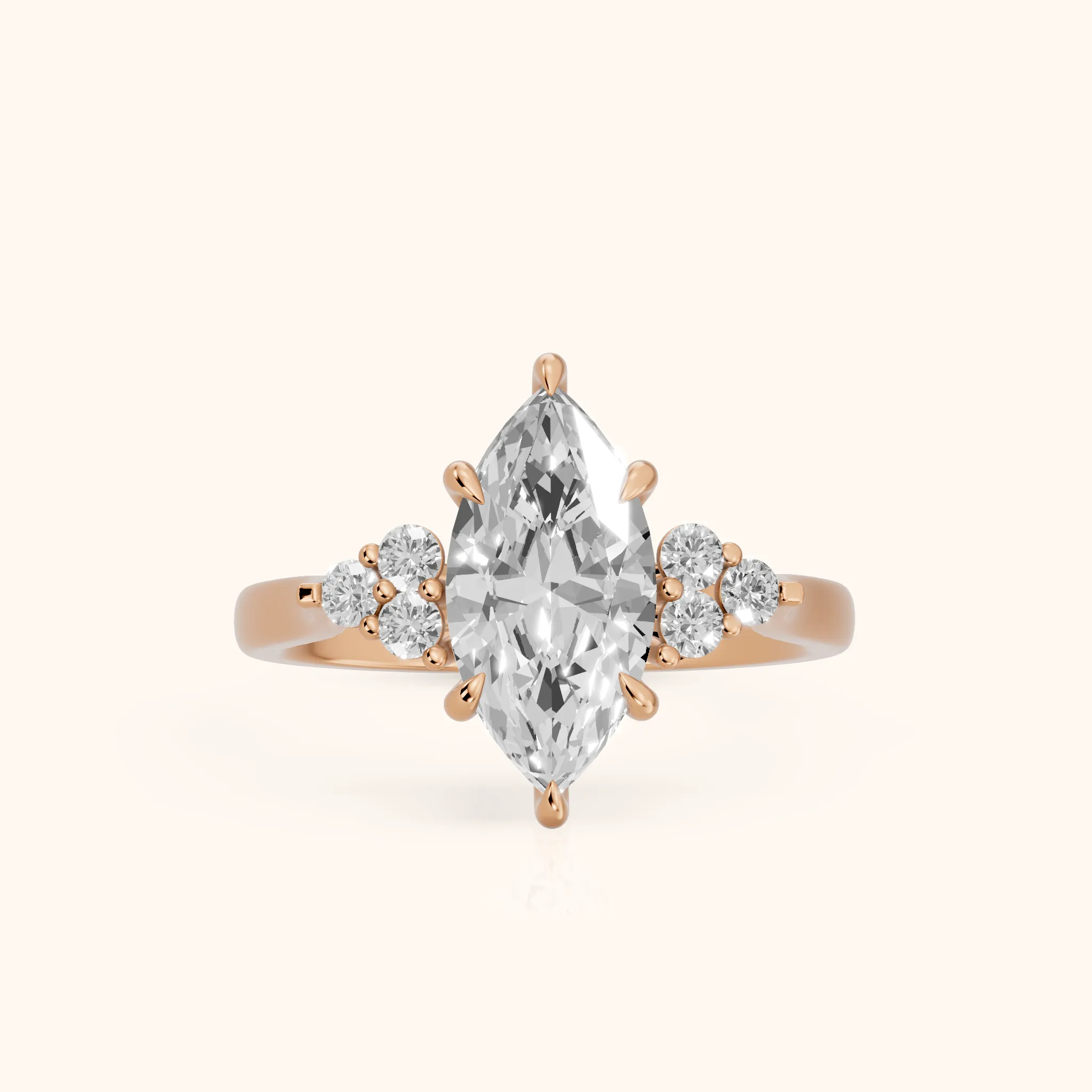 Anya Sidestone Cluster Marquise Diamond Ring in Rose Gold — view 1