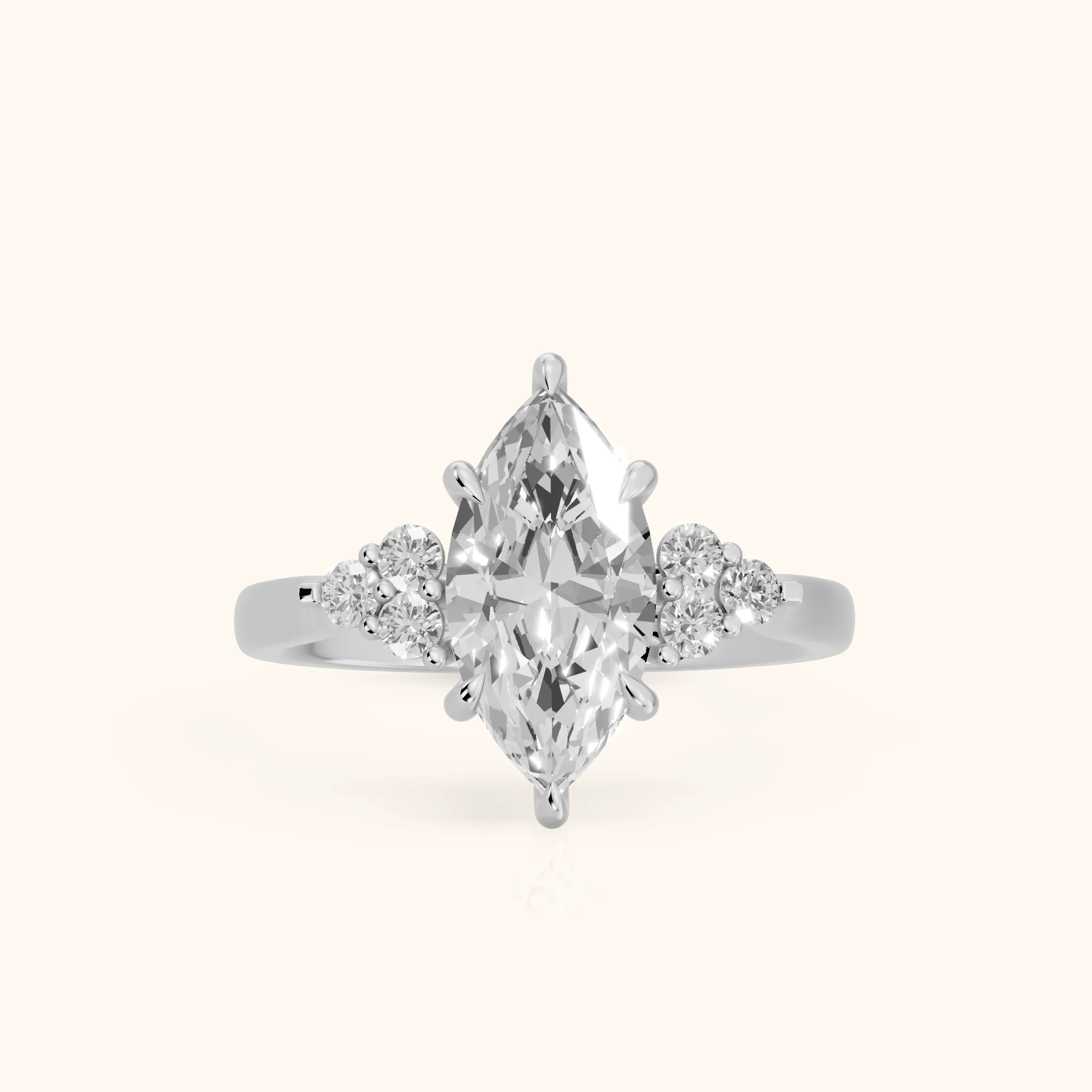 Anya Sidestone Cluster Marquise Diamond Ring in Silver — view 1