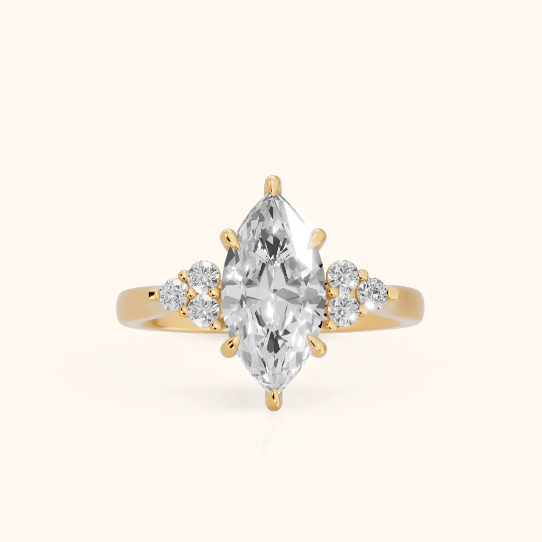 Anya Sidestone Cluster Marquise Diamond Ring in Yellow Gold — view 2