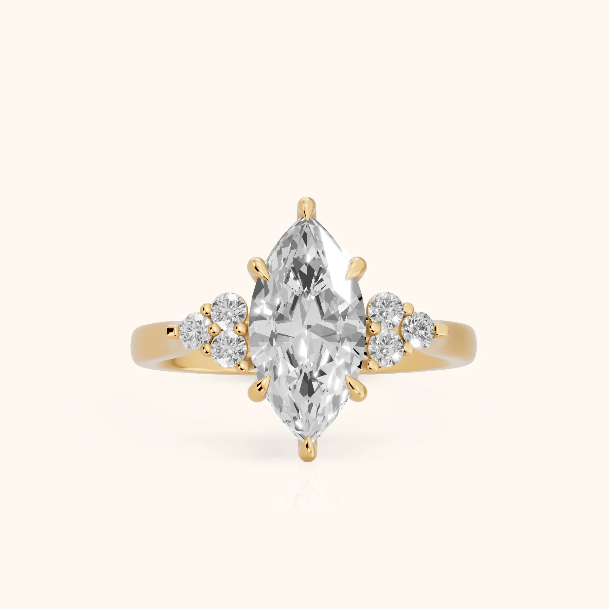 Anya Sidestone Cluster Marquise Diamond Ring in Yellow Gold — view 1