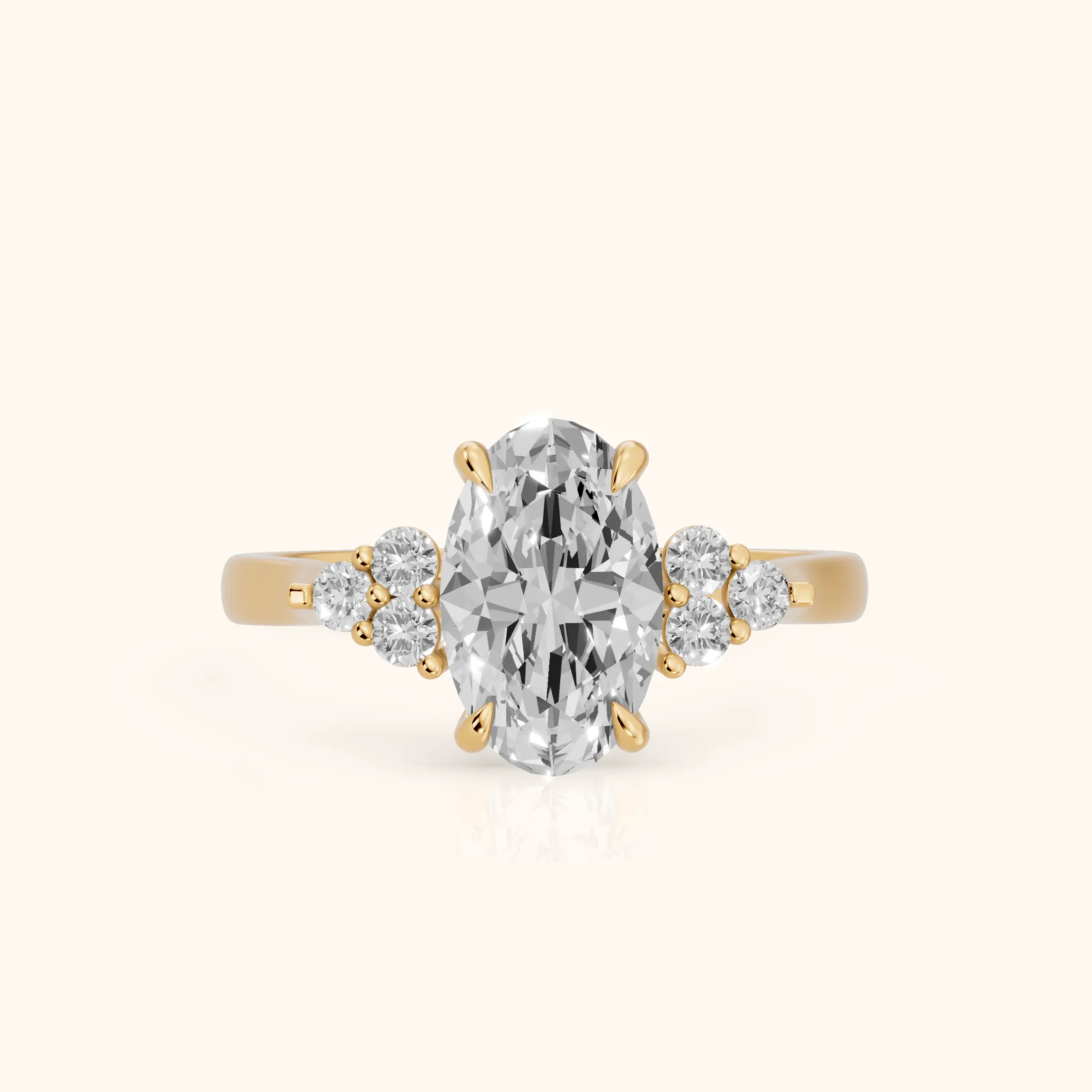 Anya Sidestone Cluster Oval Diamond Ring in Yellow Gold — view 1