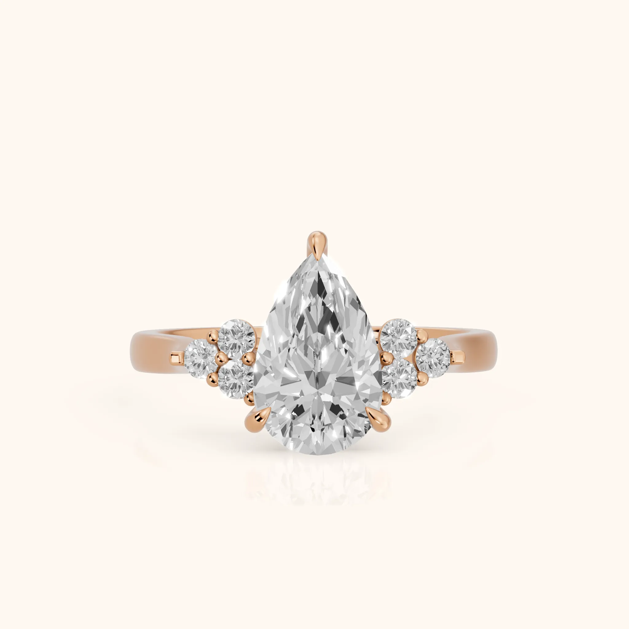 Anya Sidestone Cluster Pear Diamond Ring in Rose Gold — view 1