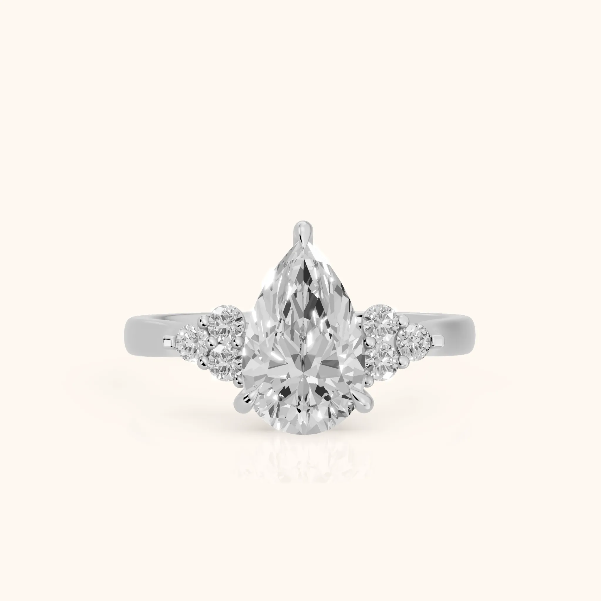 Anya Sidestone Cluster Pear Diamond Ring in Silver — view 1