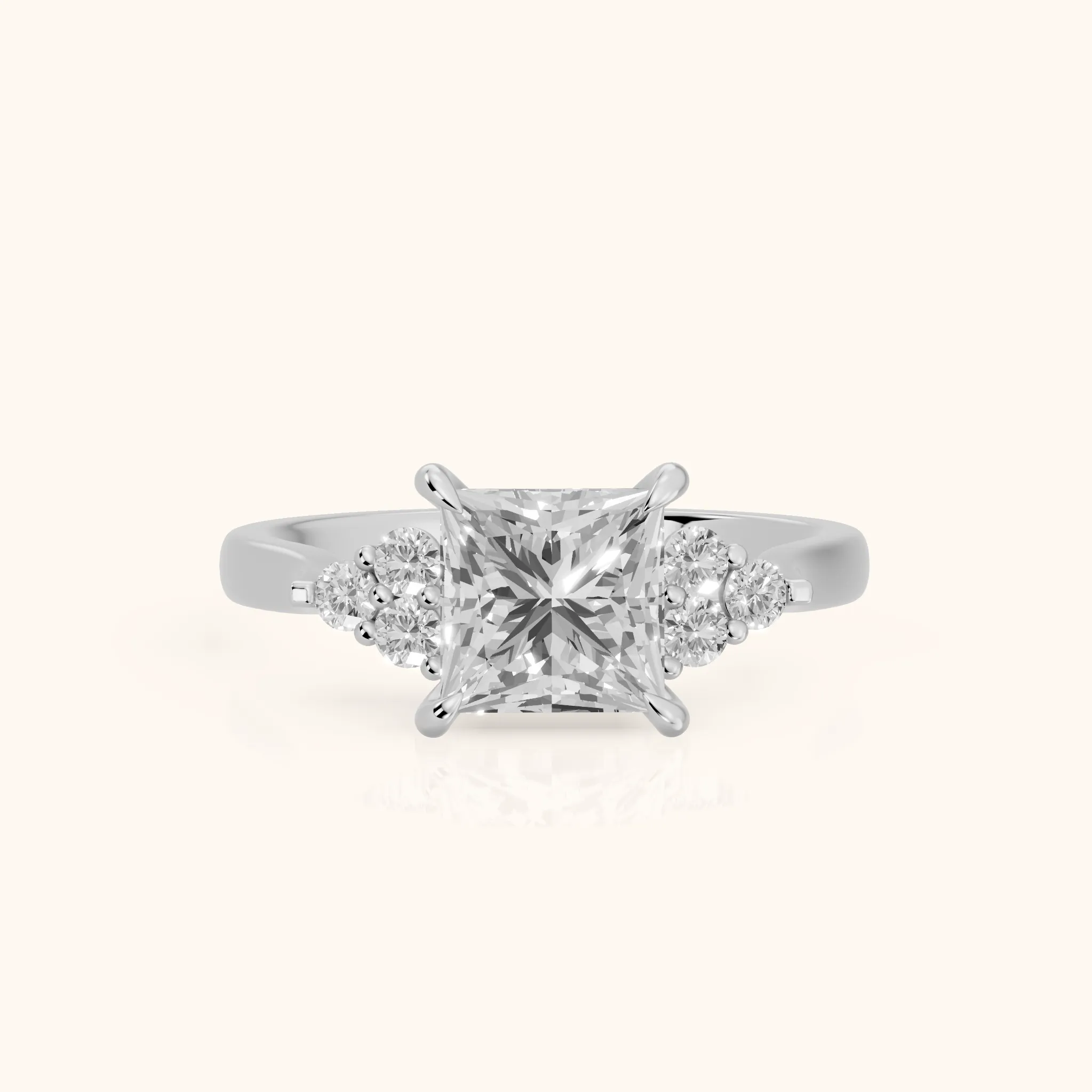 Anya Sidestone Cluster Princess Diamond Ring in Silver — view 1