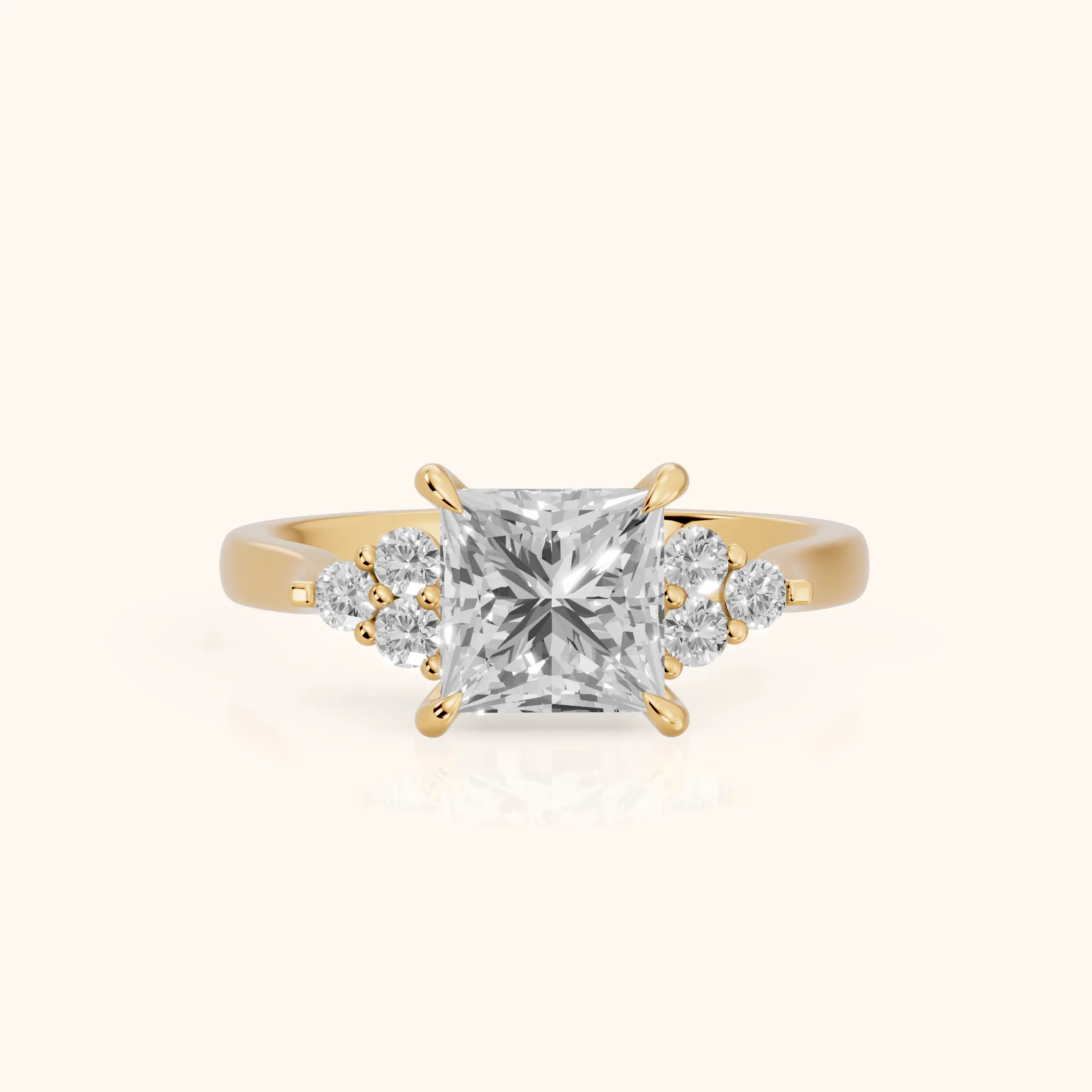 Anya Sidestone Cluster Princess Diamond Ring in Yellow Gold — view 1