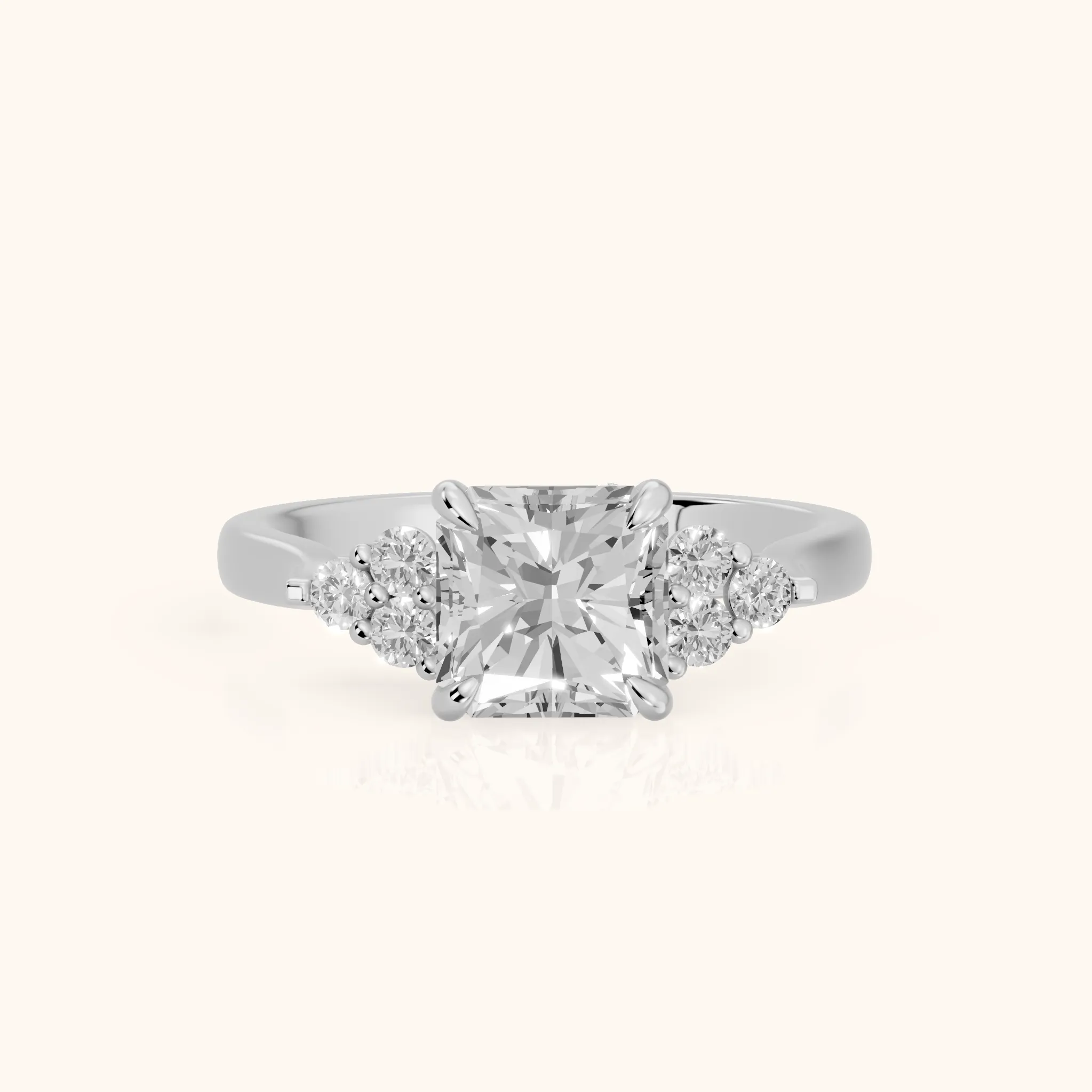 Anya Sidestone Cluster Radiant Diamond Ring in Silver — view 1