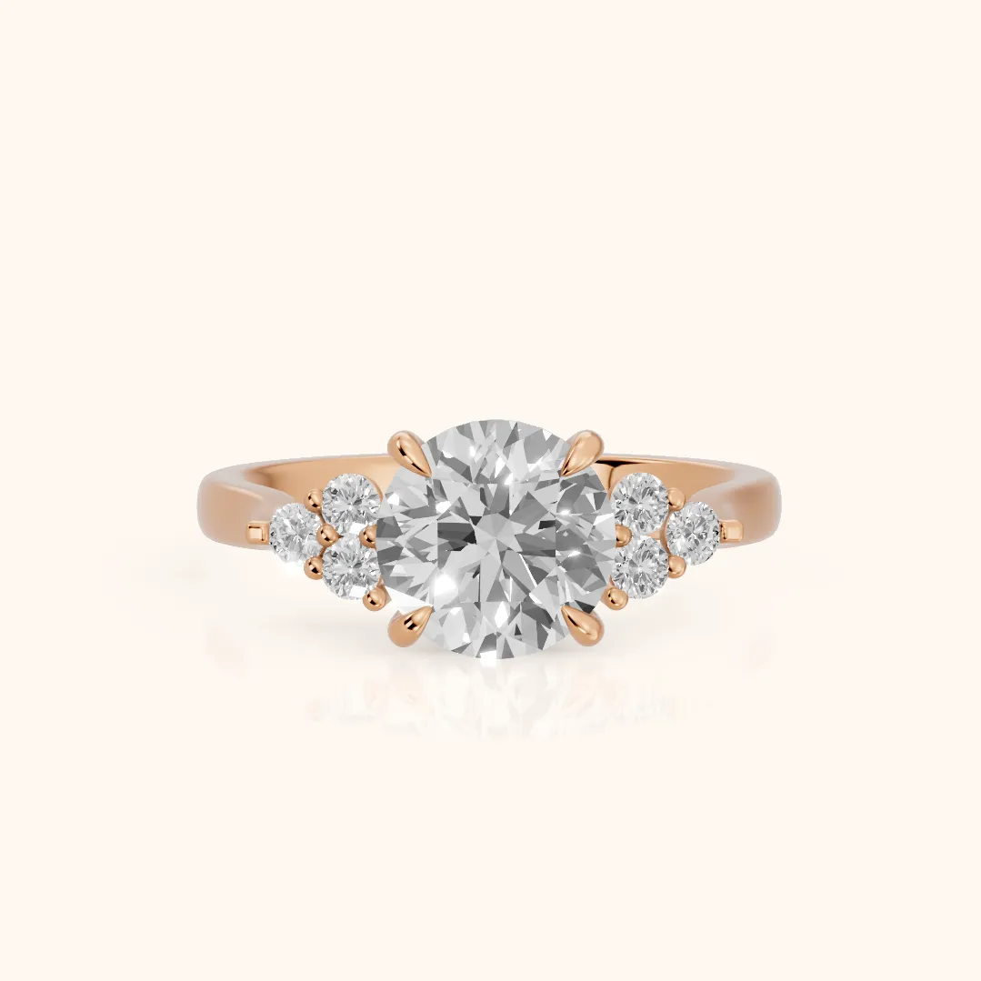 Anya Sidestone Cluster Round Diamond Ring in Rose Gold — view 2