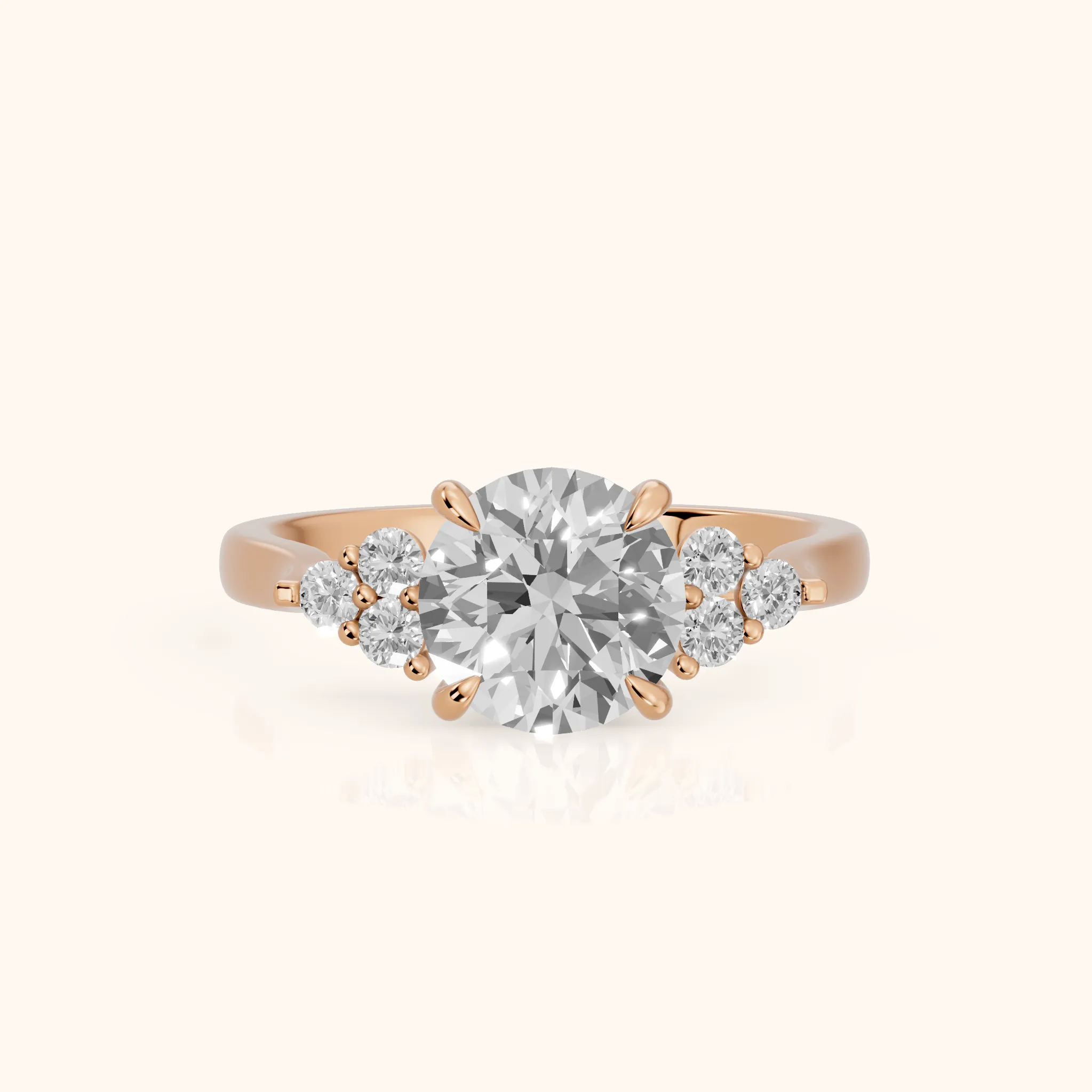 Anya Sidestone Cluster Round Diamond Ring in Rose Gold — view 1