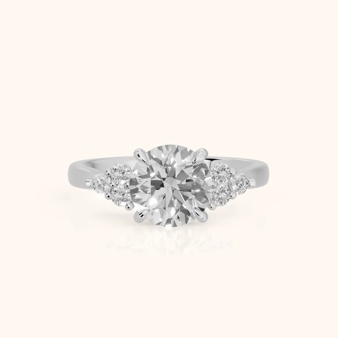 Anya Sidestone Cluster Round Diamond Ring in Platinum — view 2