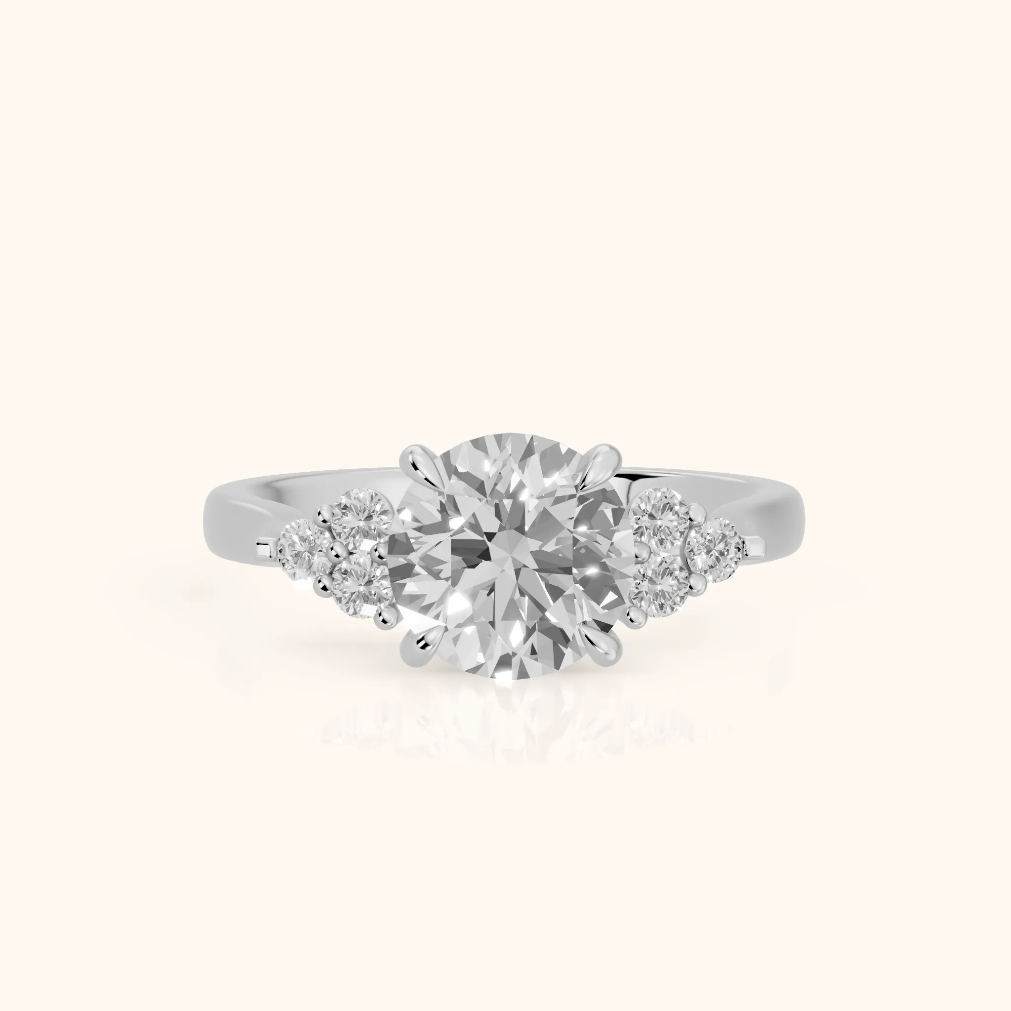 Anya Sidestone Cluster Round Diamond Ring in Platinum — view 1