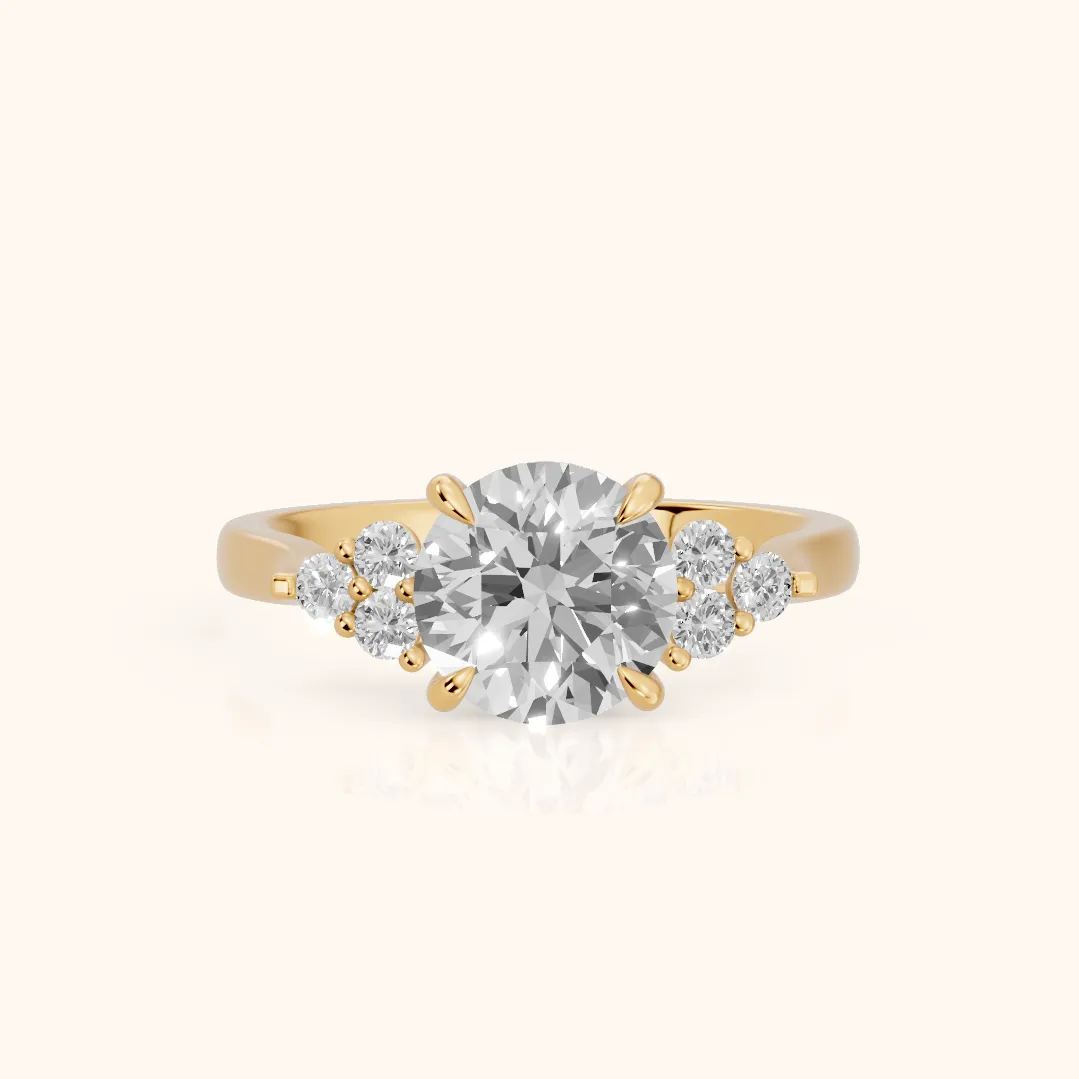 Anya Sidestone Cluster Round Diamond Ring in Yellow Gold — view 2