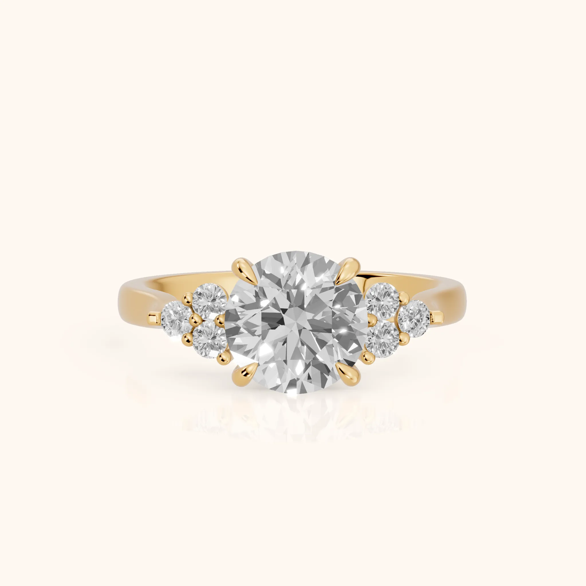 Anya Sidestone Cluster Round Diamond Ring in Yellow Gold — view 1