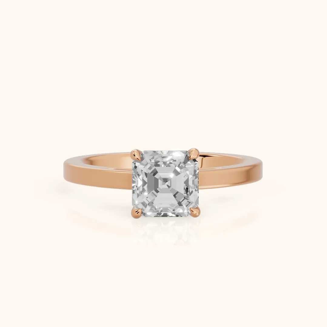 Kaia Solitaire Asscher Diamond Ring in Rose Gold — view 2