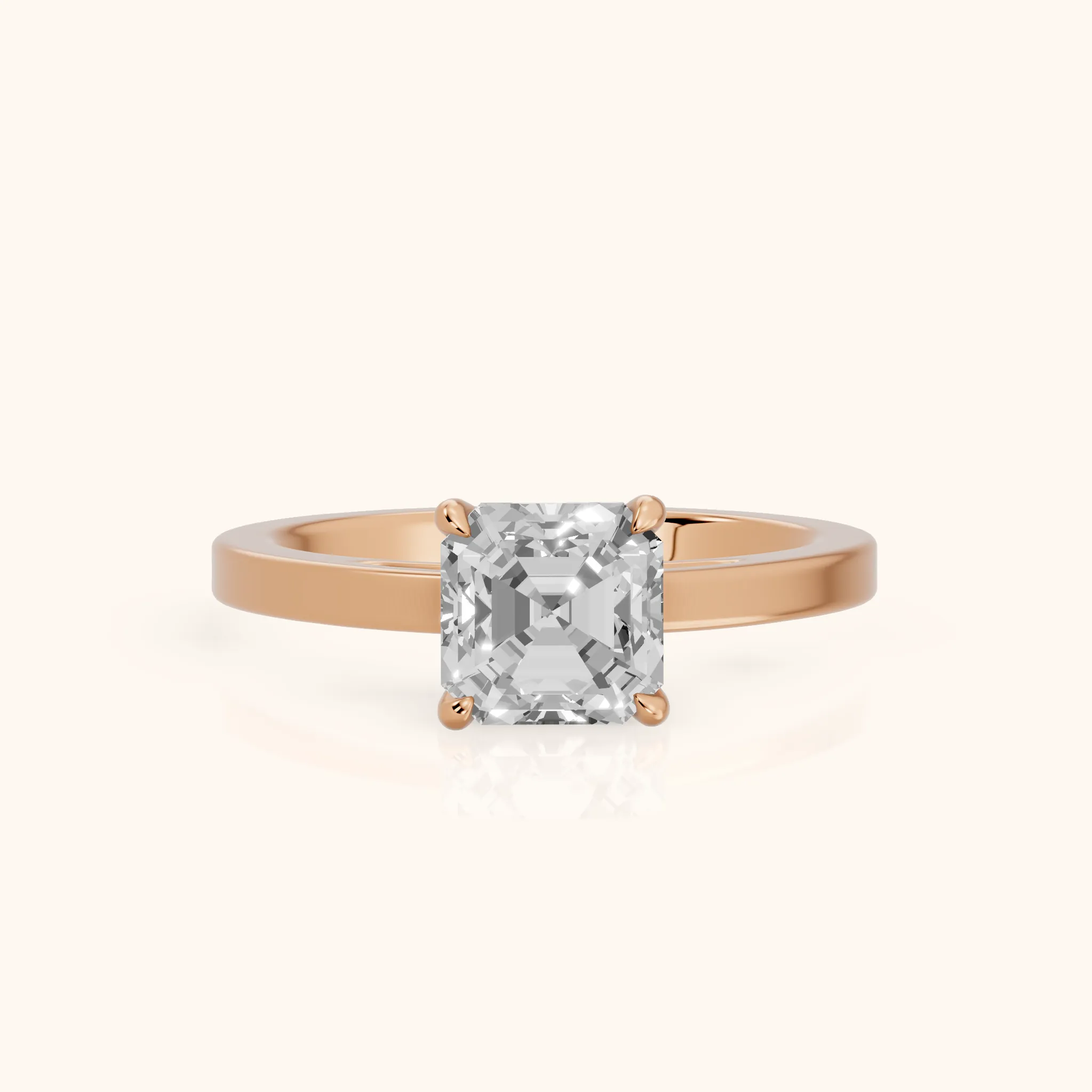 Kaia Solitaire Asscher Diamond Ring in Rose Gold — view 1