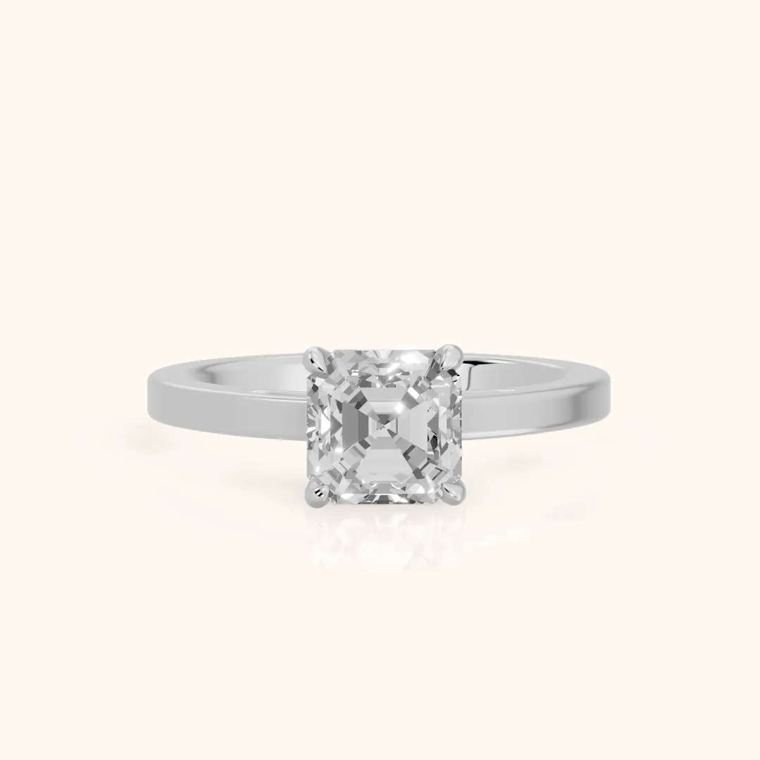 Kaia Solitaire Asscher Diamond Ring in Platinum — view 2