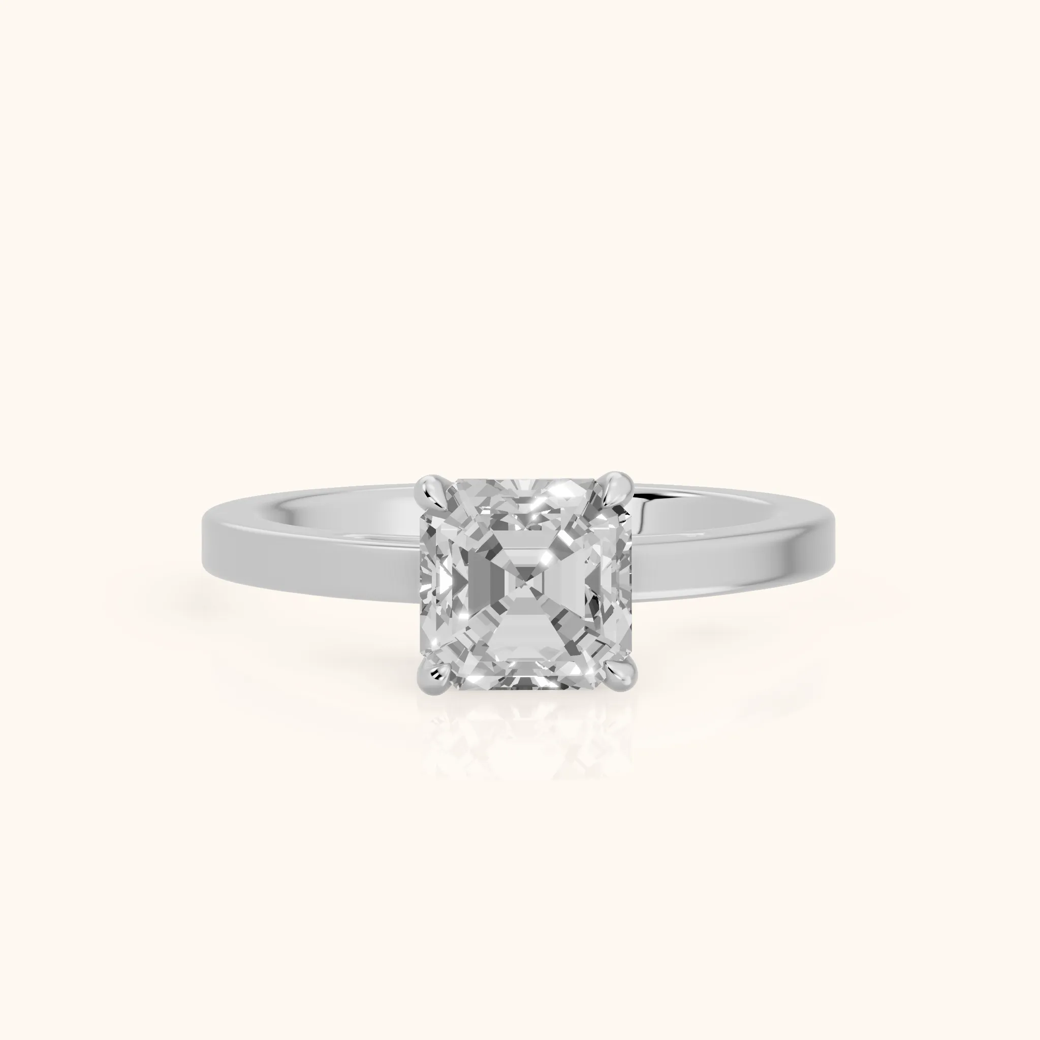 Kaia Solitaire Asscher Diamond Ring in Platinum — view 1