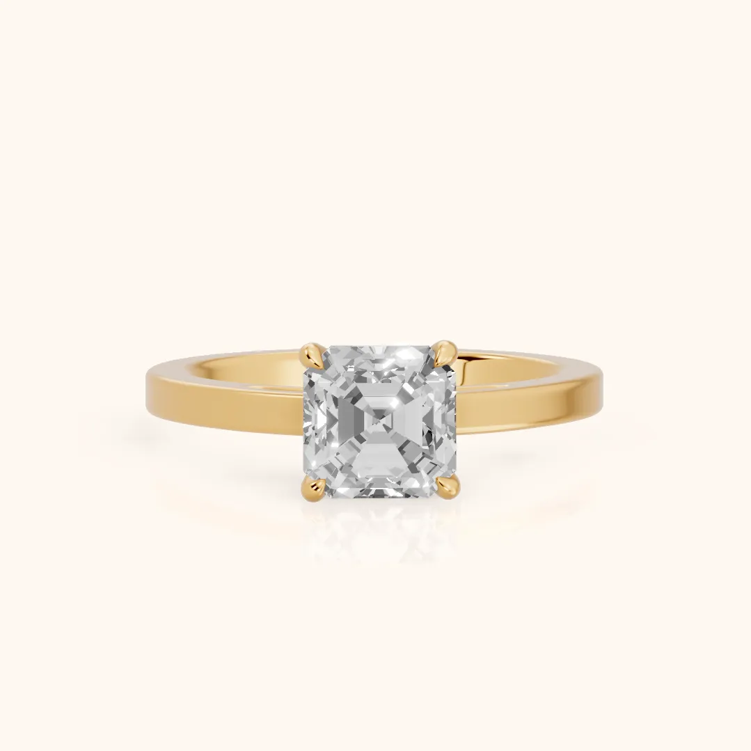 Kaia Solitaire Asscher Diamond Ring in Yellow Gold — view 2
