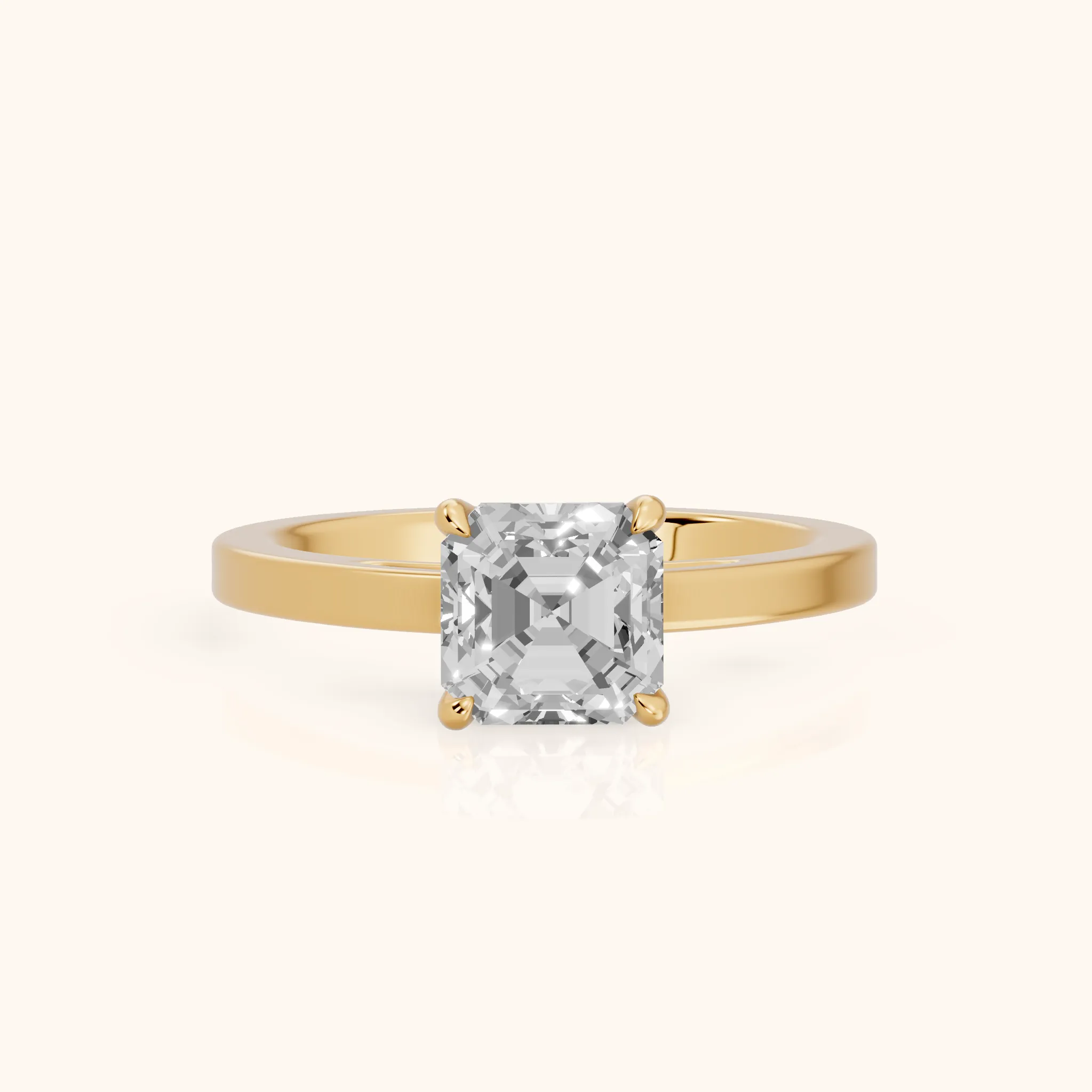 Kaia Solitaire Asscher Diamond Ring in Yellow Gold — view 1
