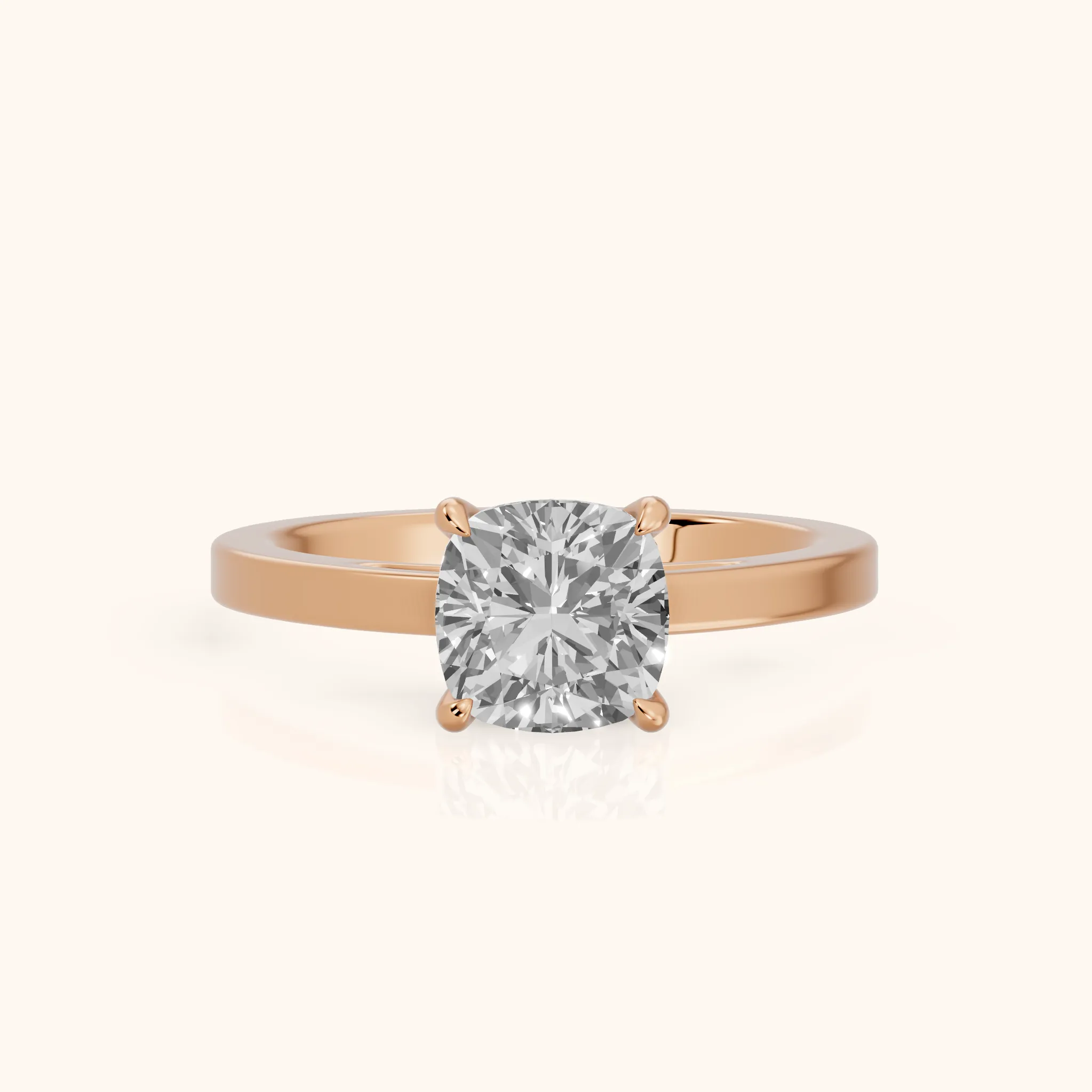 Kaia Solitaire Cushion Diamond Ring in Rose Gold — view 1