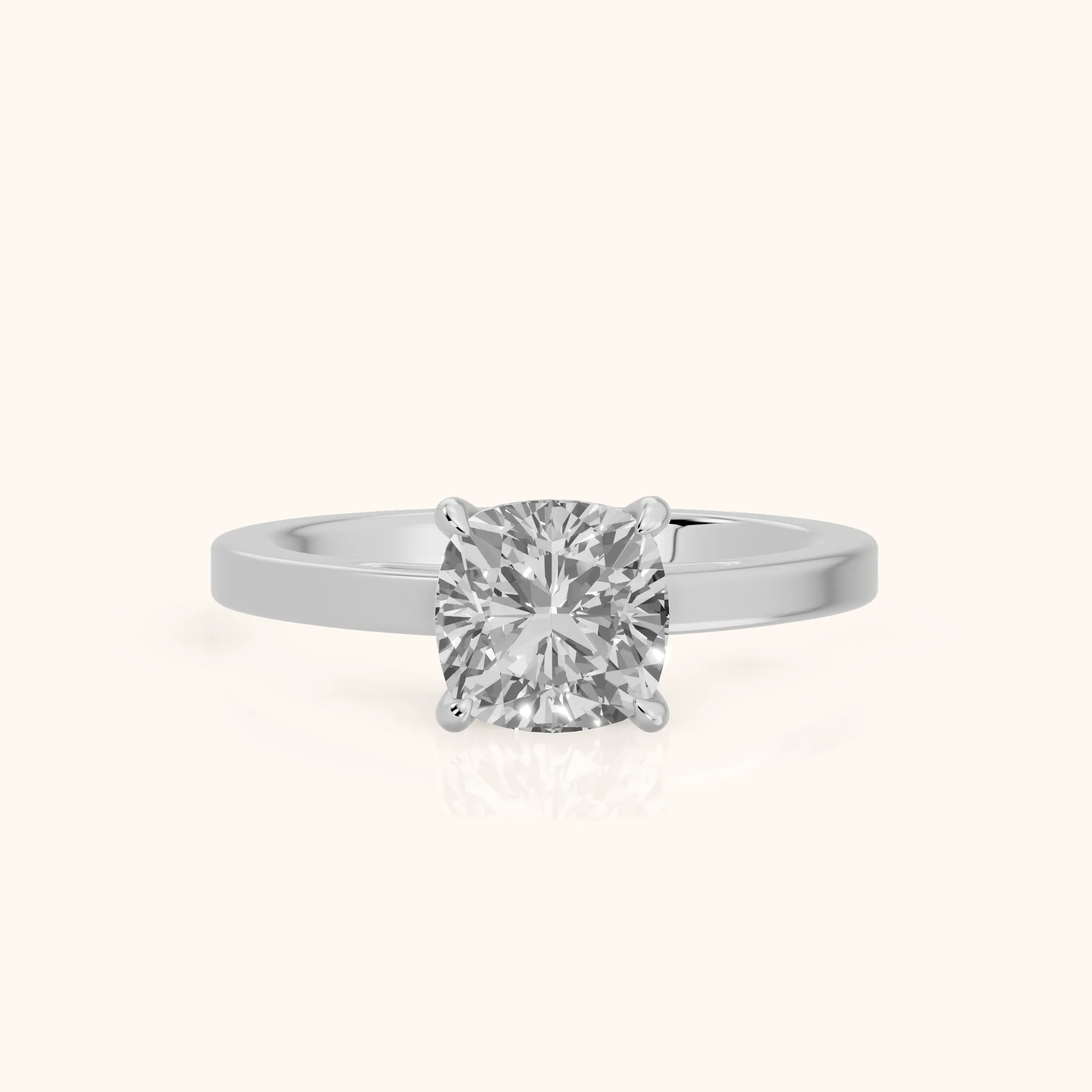 Kaia Solitaire Cushion Diamond Ring in Platinum — view 1