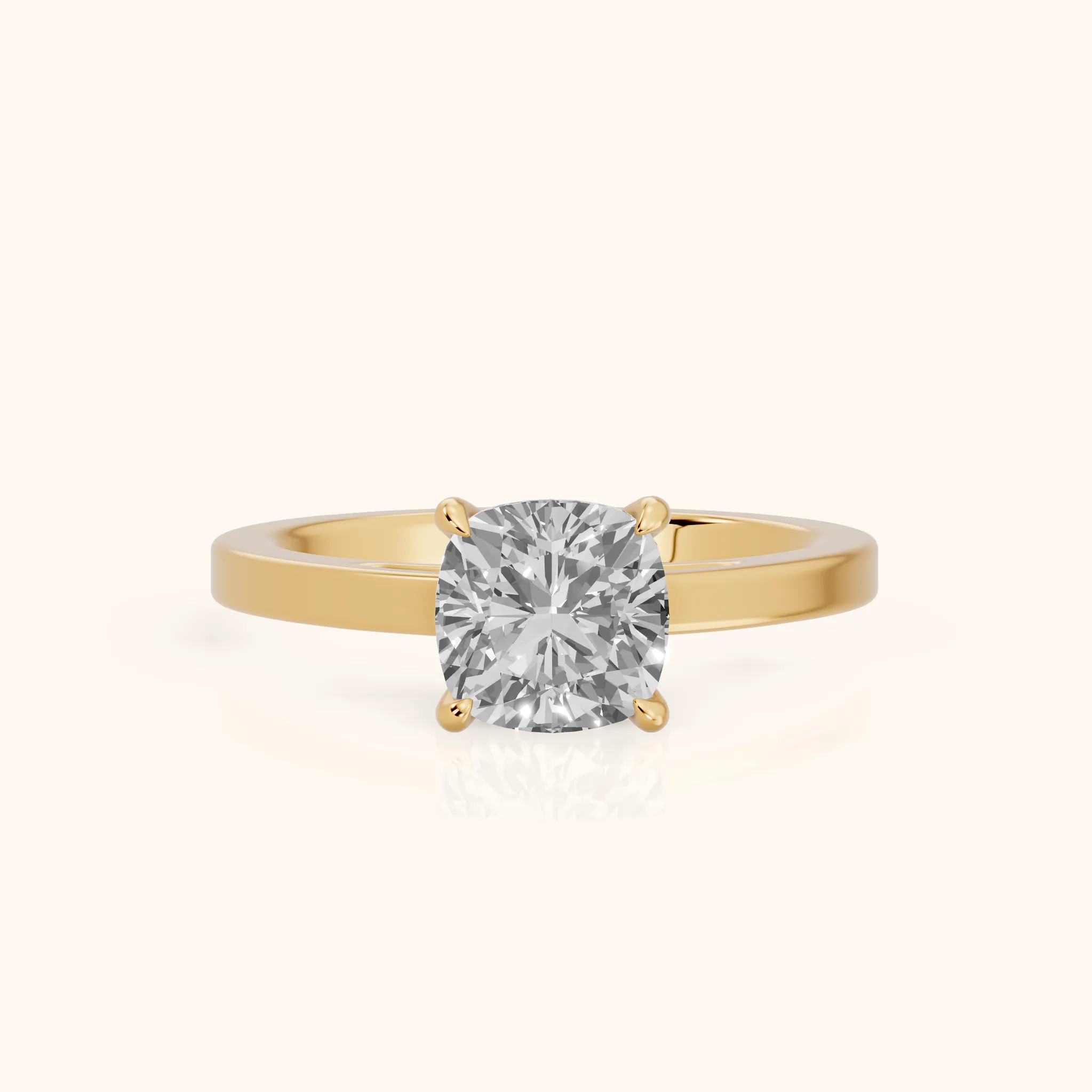 Kaia Solitaire Cushion Diamond Ring in Yellow Gold — view 1